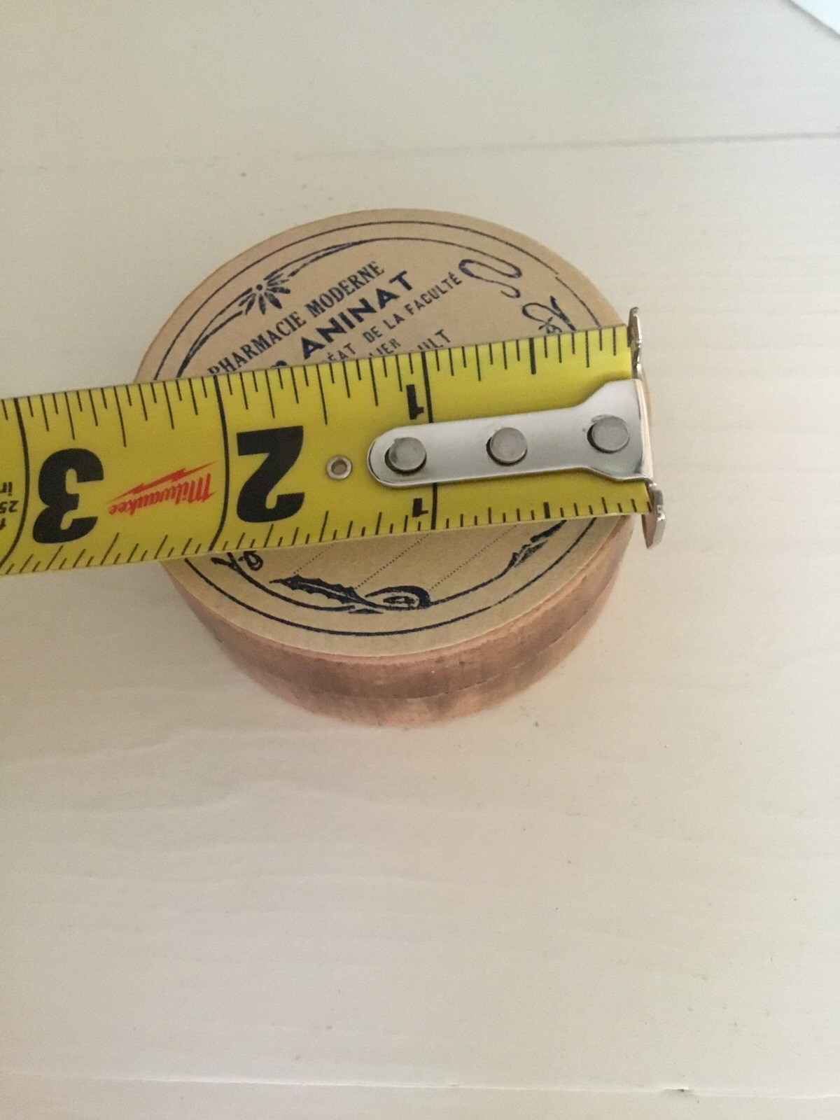 Antique Vintage FRENCH Pharmacie Cardboard Container Jean ANINAT 2 3/4” Round