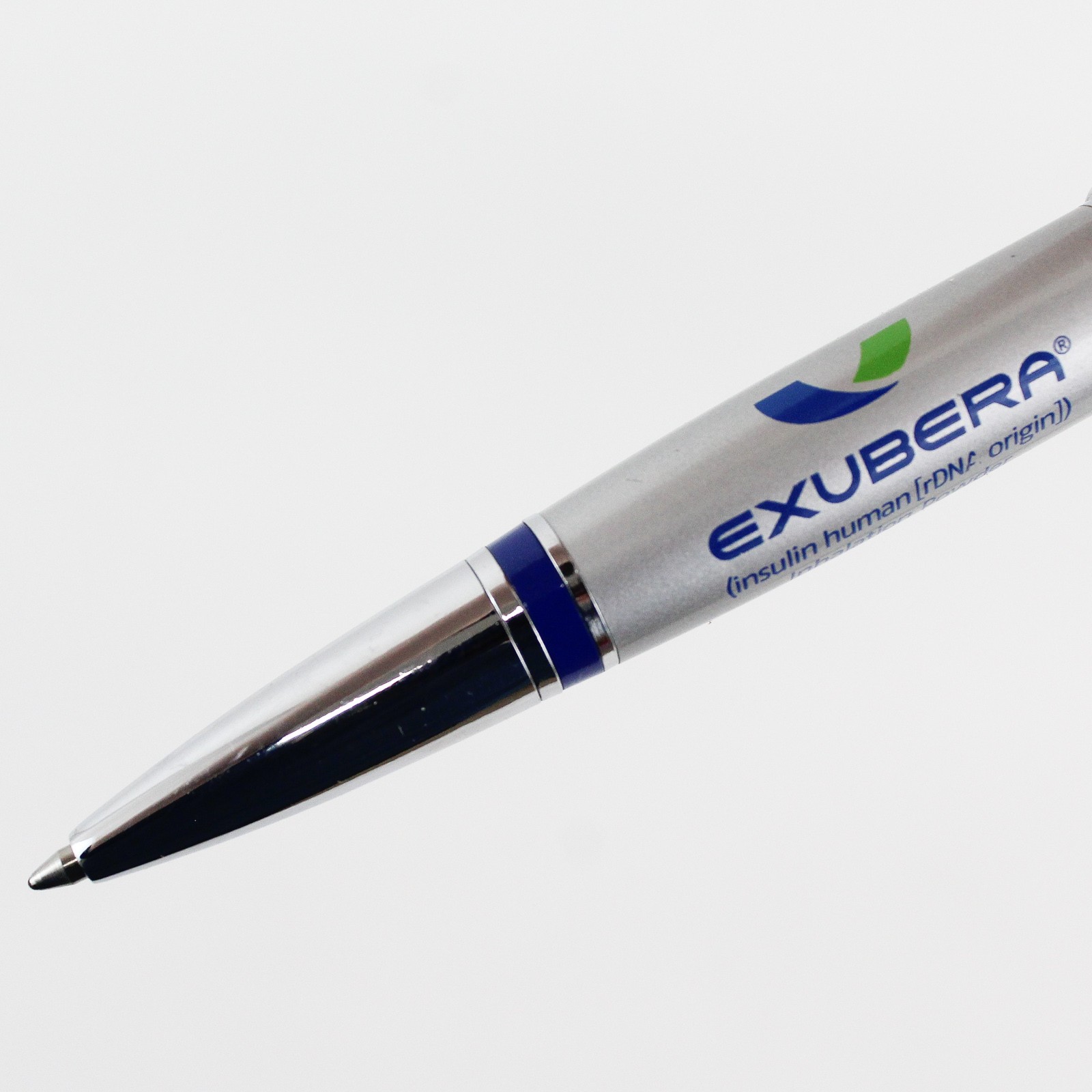 Lot of 2 Exubera Silver and Green Pharmaceutical Rep Pen Advertising