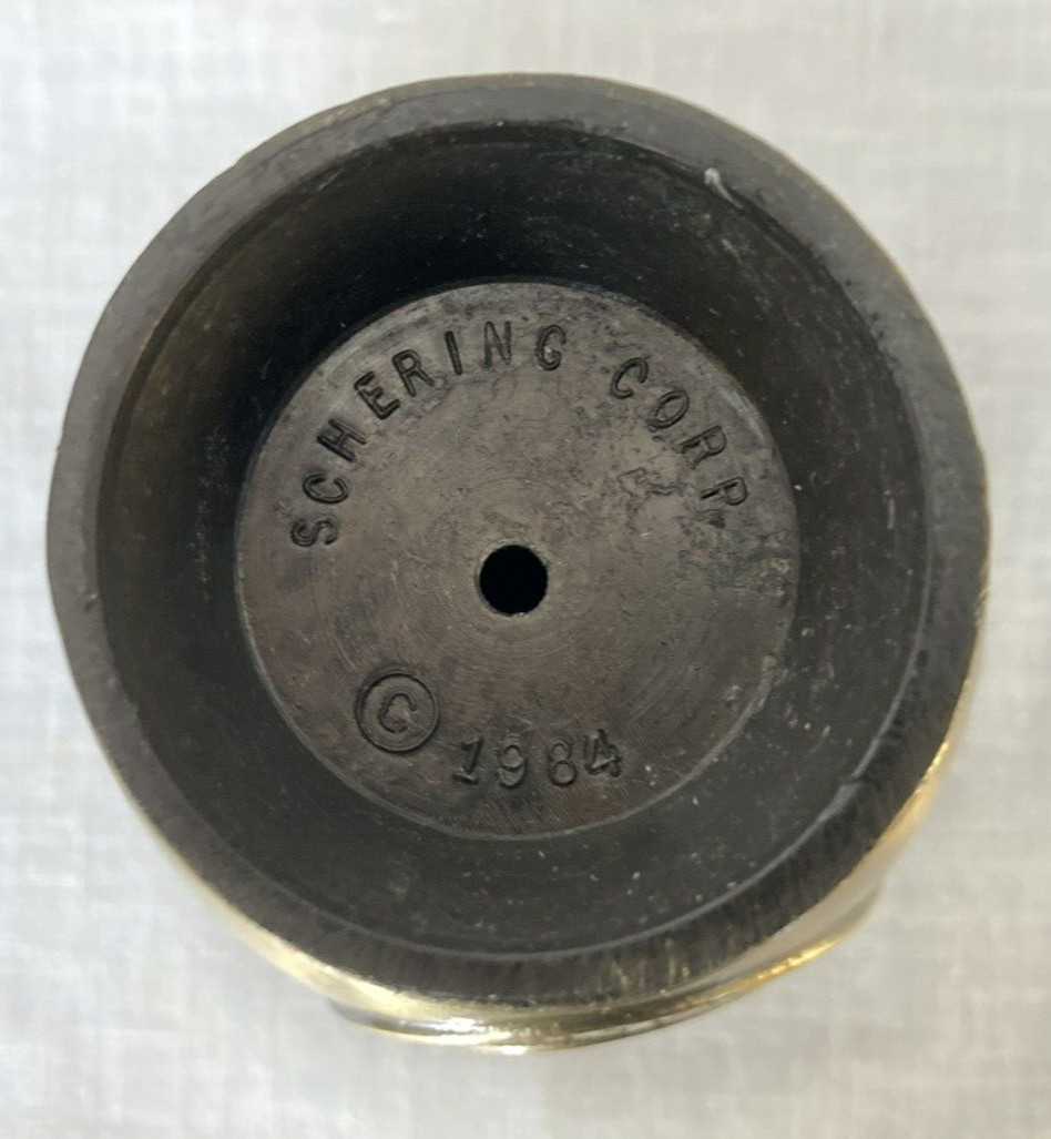 BRASS PHARMACY MORTAR AND PESTLE METAL 4.5″ STANISLAS LIMOUSIN SCHERING 1984