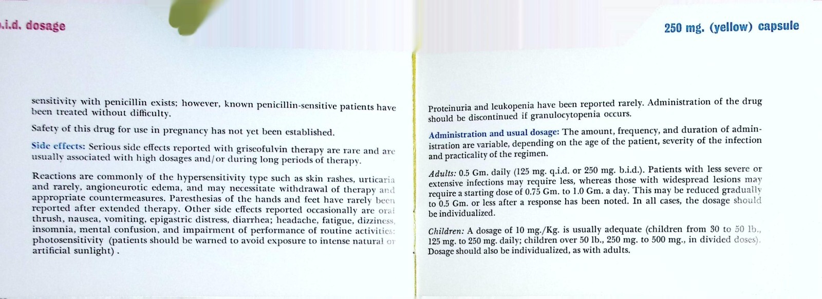 Vintage 1967 Grisactin 250 Medical Advertising Brochure – Ayers Laboratories