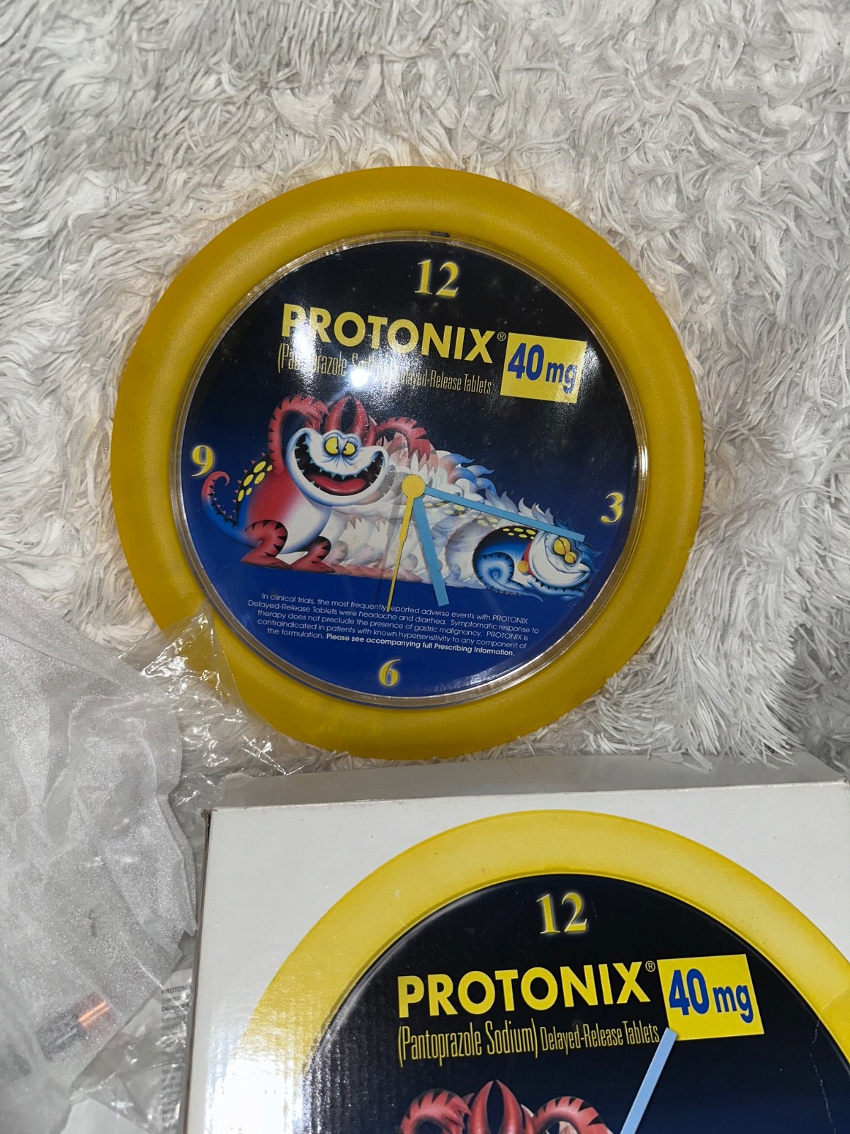 Protonix Blue Monster Pharmaceutical Rep Giveaway Medical Plastic Clock 11.5″