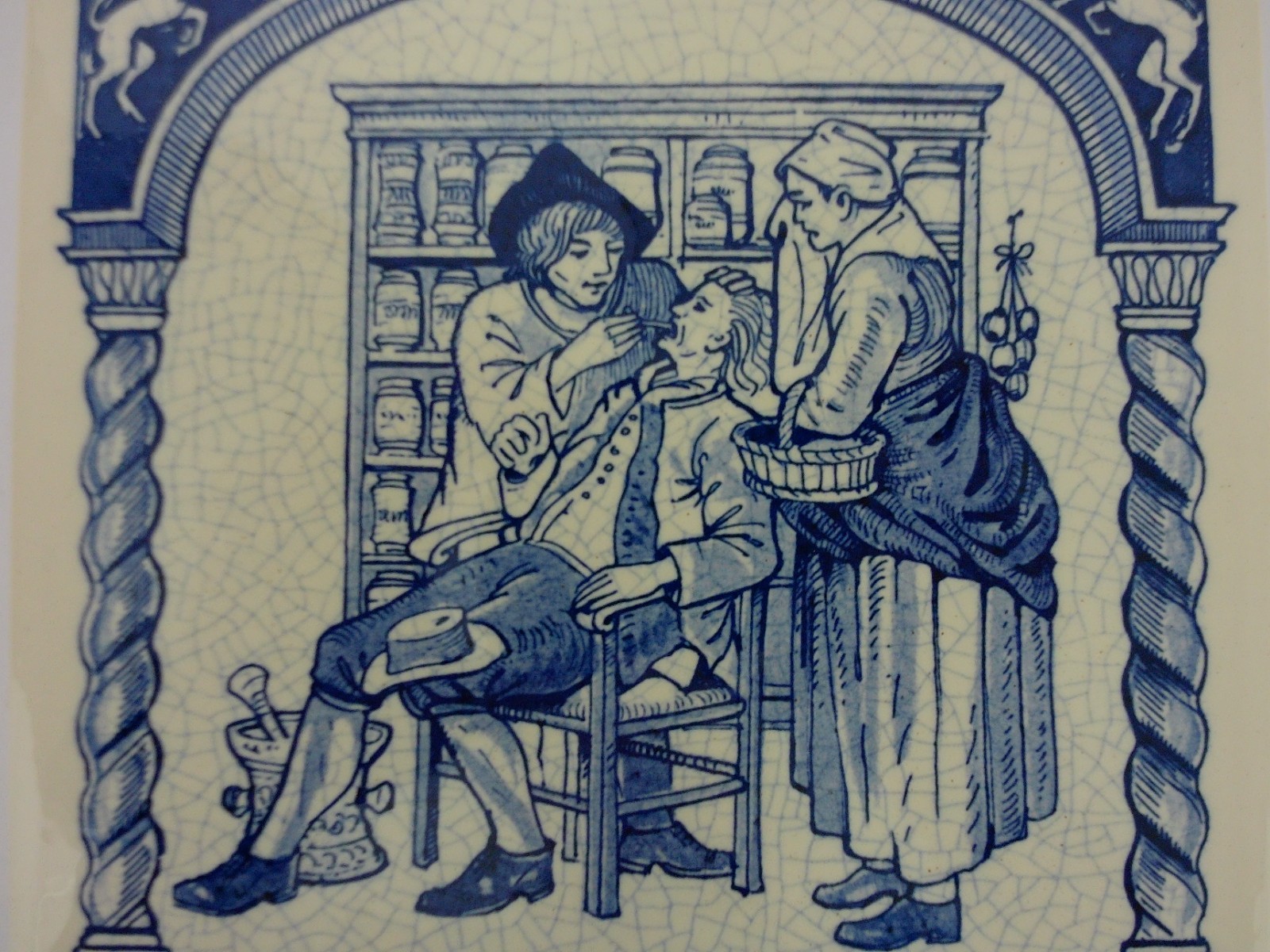 1986 Burroughs Wellcome Delft Holland Pharmacy Ceramic Pill Tile Diagnosis #17