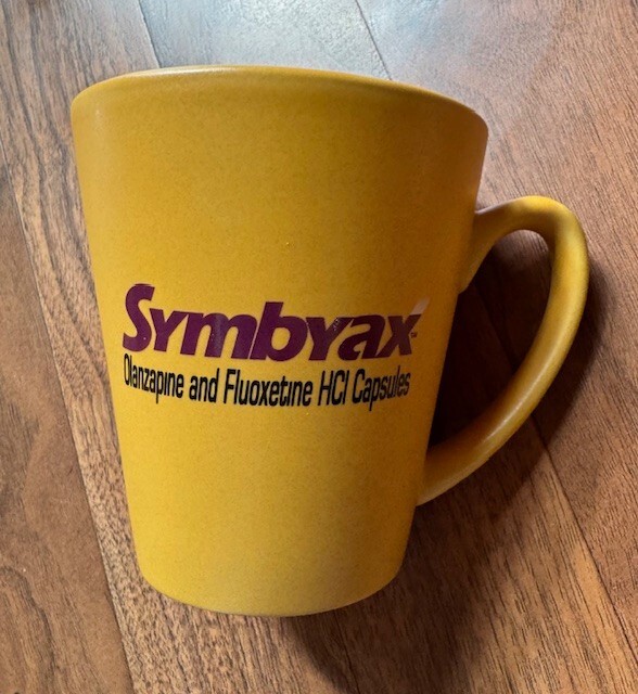 Vintage Drug Rep Symbyax Coffee Cup Mug Pharmaceutical Advertisement