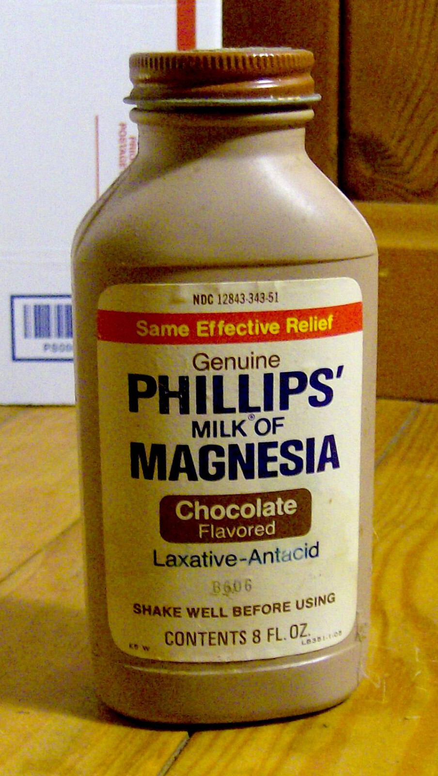 RARE vintage 1970s pharmaceutical bottle PHILLIPS’ MILK OF MAGNESIA chocolate