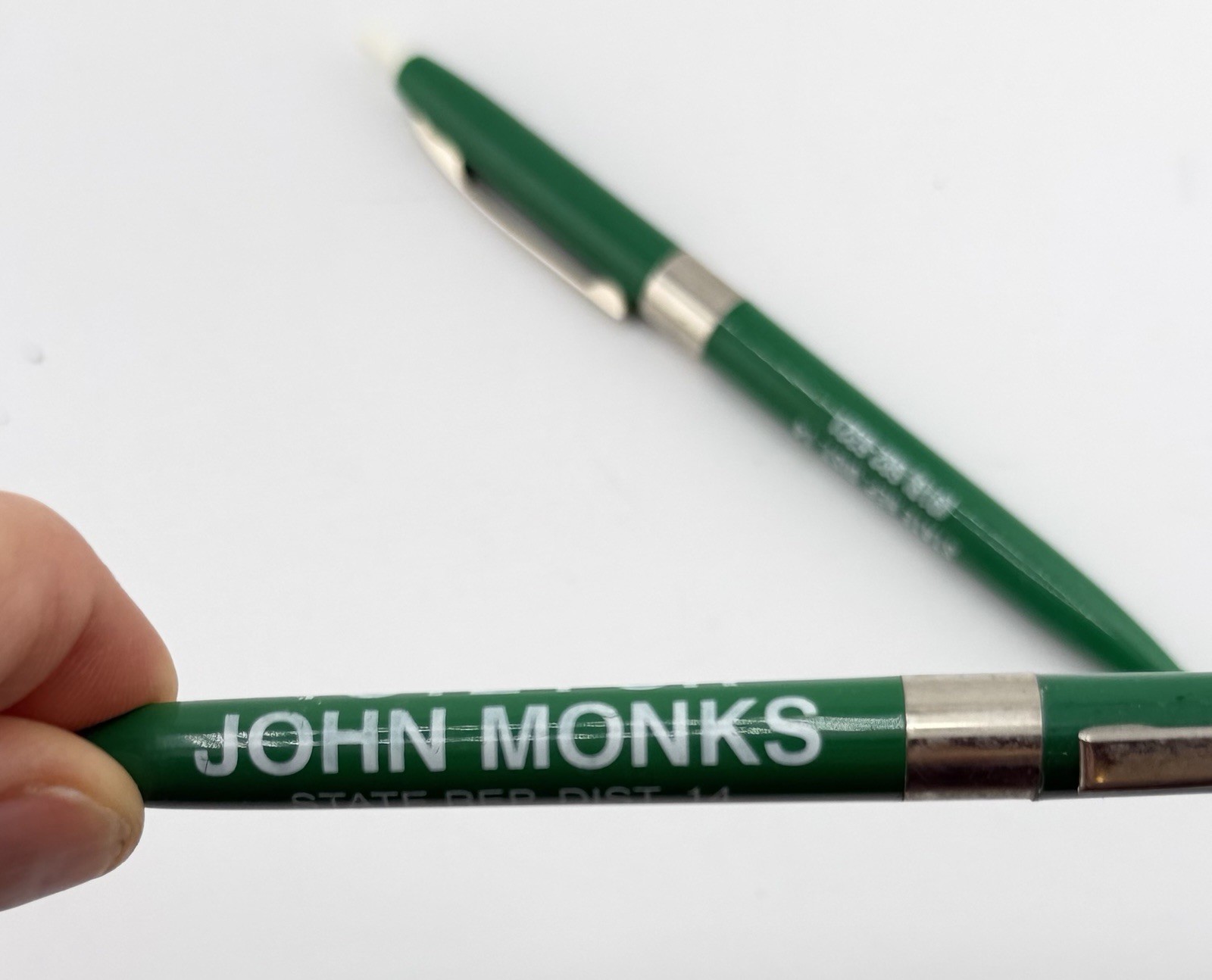 Lot of 2 Vintage John Monks State Rep Dist 14 Campaign Advertising Pens Okla