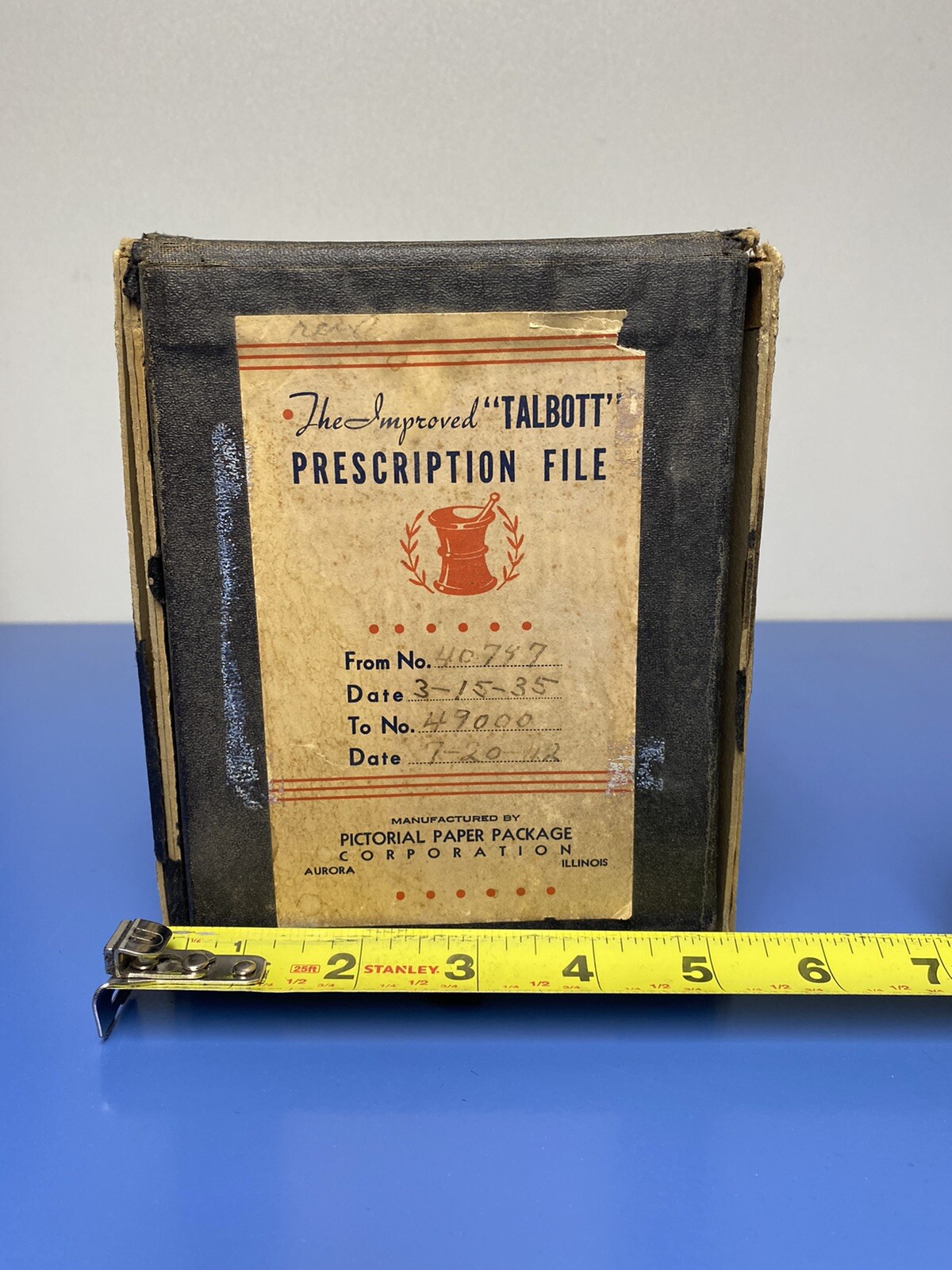 Vintage Talbott 1935 Pharmacy Prescription File