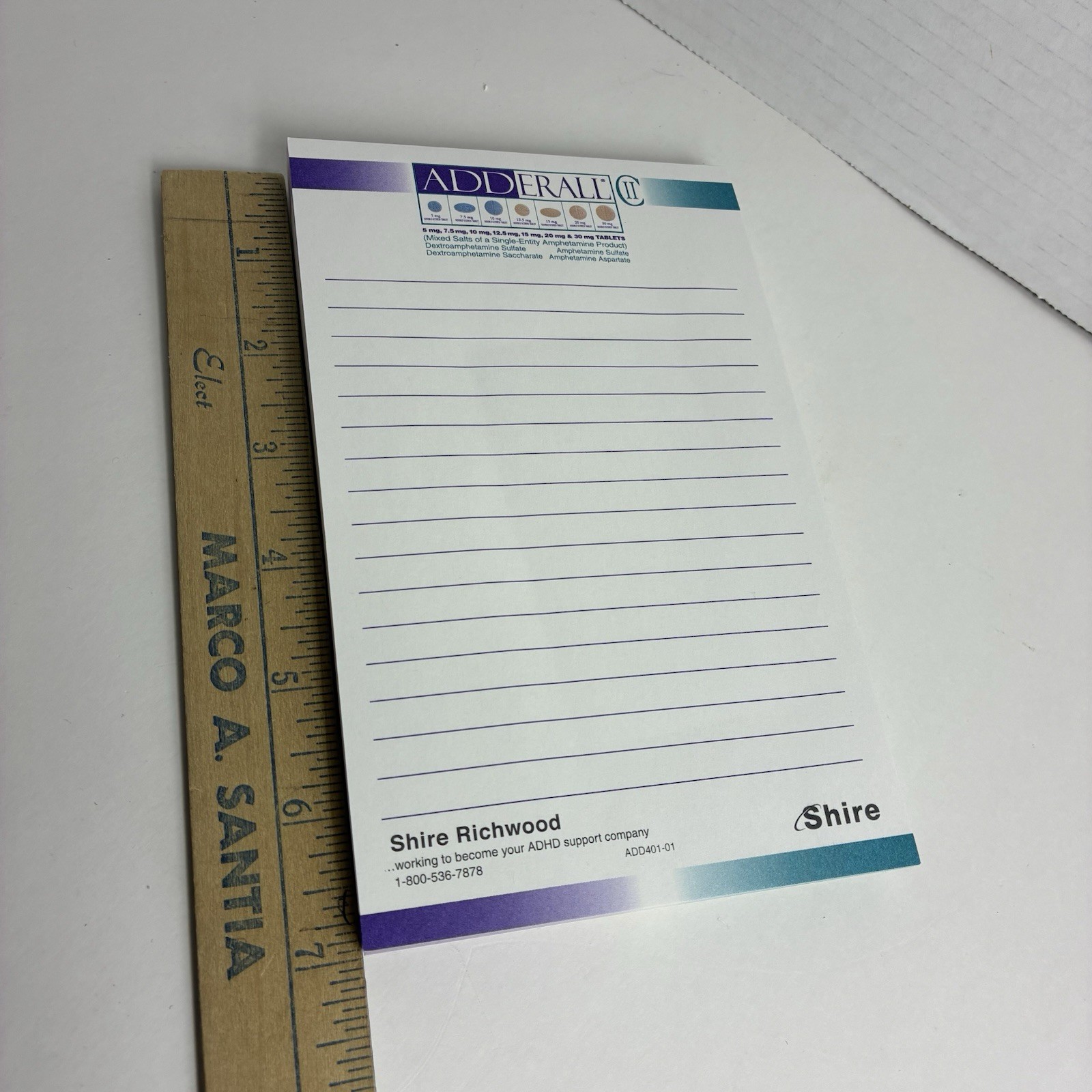 Lot Of 2 Vintage ADDERALL Note Pads Drug Rep Swag Pharmaceutical -Shire