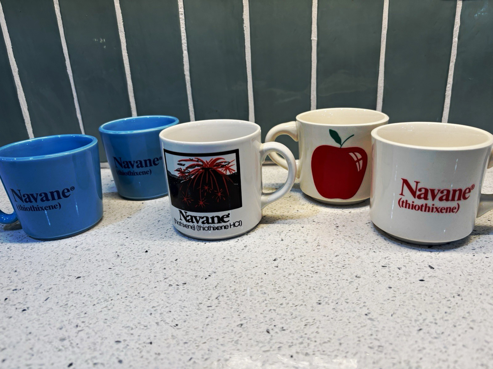 Navane Pharmaceutical Promo Coffee Mugs Apple Lot of 5 Drug Rep