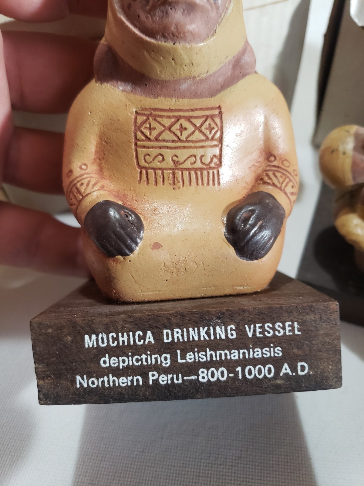 2 Pottery Mayan Figure Schering Pharmaceutical Figures Advertising 1960s w/Box