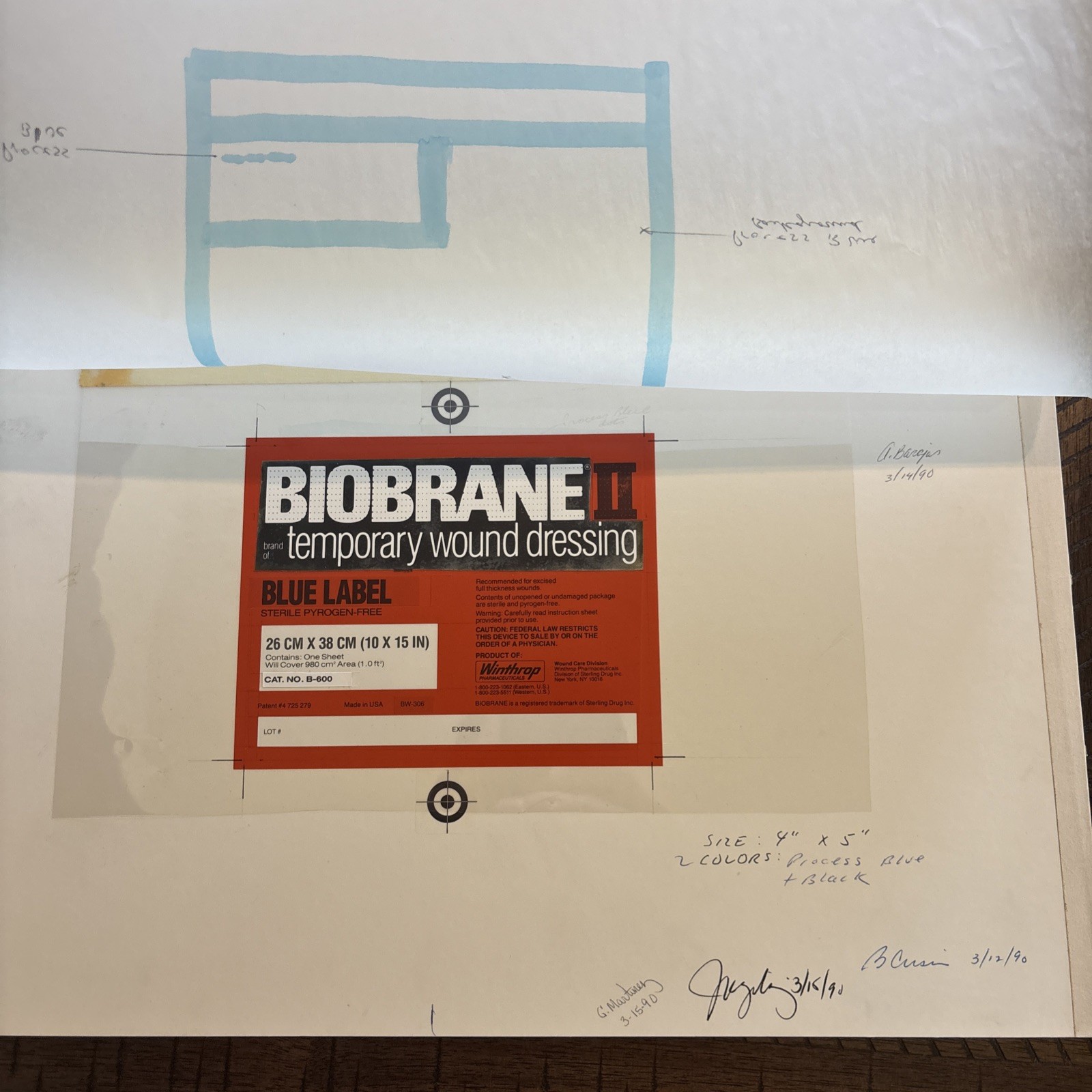 Lot Of 5 BIOBRANE II Signed Original Label Art Works Winthrop Pharma w/ Booklet