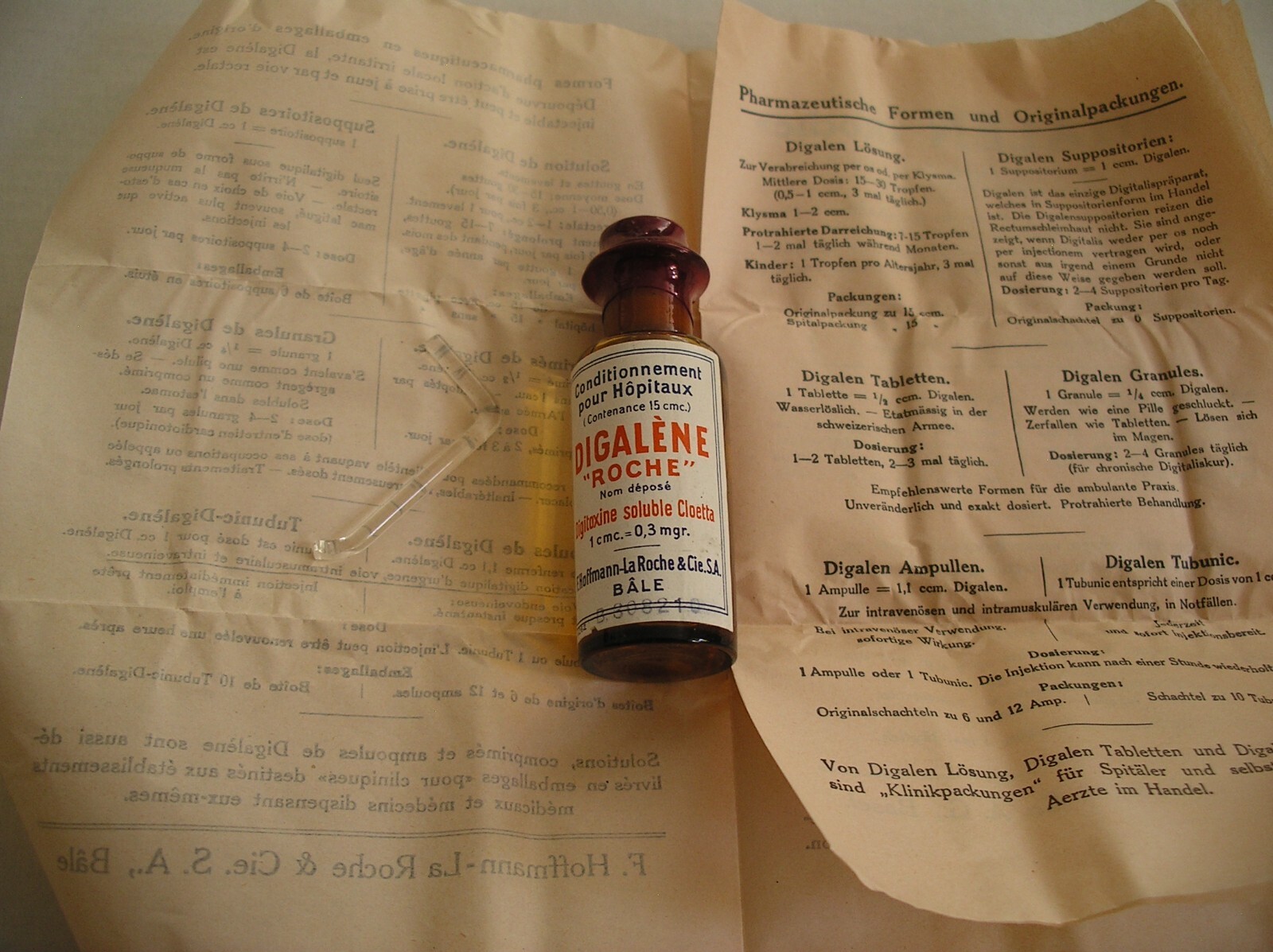 DIGALENE ROCHE *COLLECTABLE UNOPENED ANTIQUE VINTAGE SWISS MEDICINE*