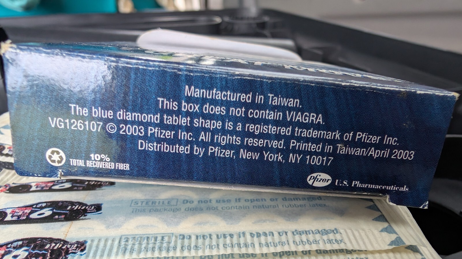 Vintage Viagra – Bandages in Original Box – Gag Gift Pfizer Drug gift – NASCAR 6