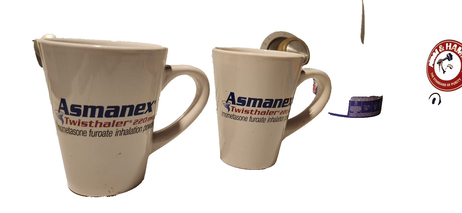Asmanex Asthma Drug Rep Advertising Cup – Pharma Set of 2 RARE