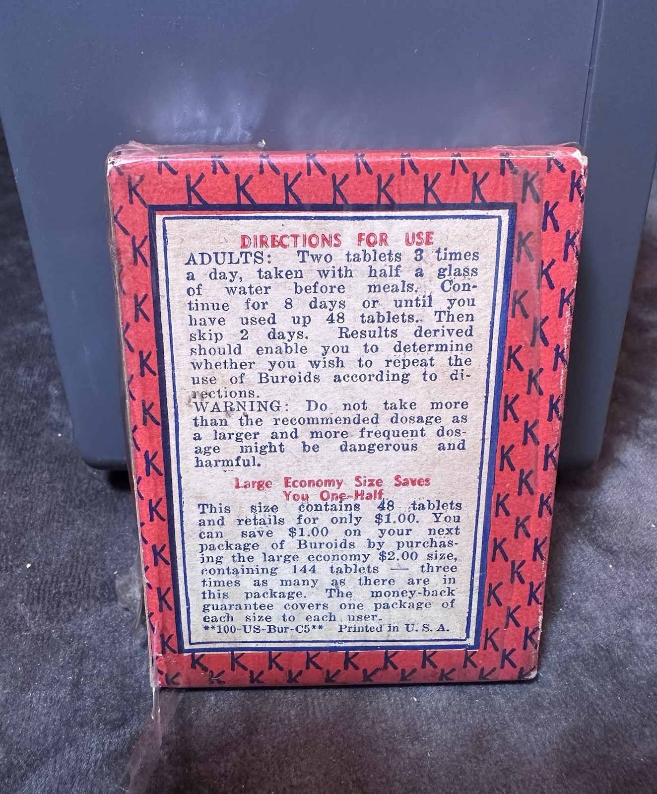 VTG NOS Buroids Medicine Tablets Medical Apothecary LA Pharmacy Boxed & Wrapped