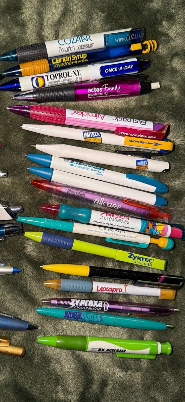 28 VTG Pharmaceutical Drug Rep Pen Metal Lipitor Zoloft Lexapro Zyban Viagra+