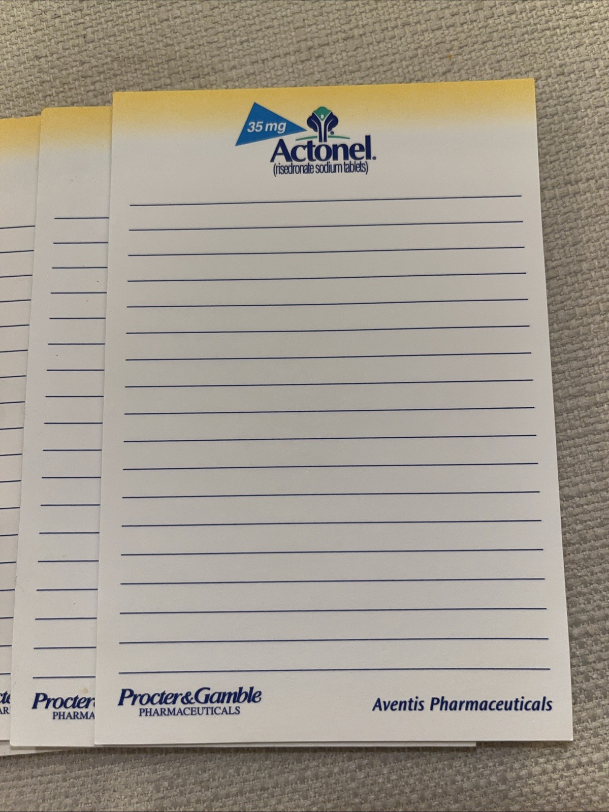 6 Pharmaceutical Drug Rep Post-It Note Pads Actonel Procter & Gamble Aventis
