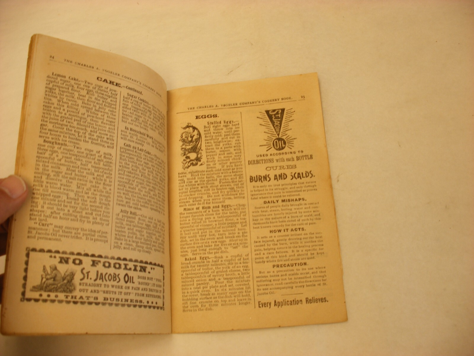 Vtg 1897 Medical Cure Pharmacy Chas. A. Vogeler Co. St. Jacobs Oil Cookbook