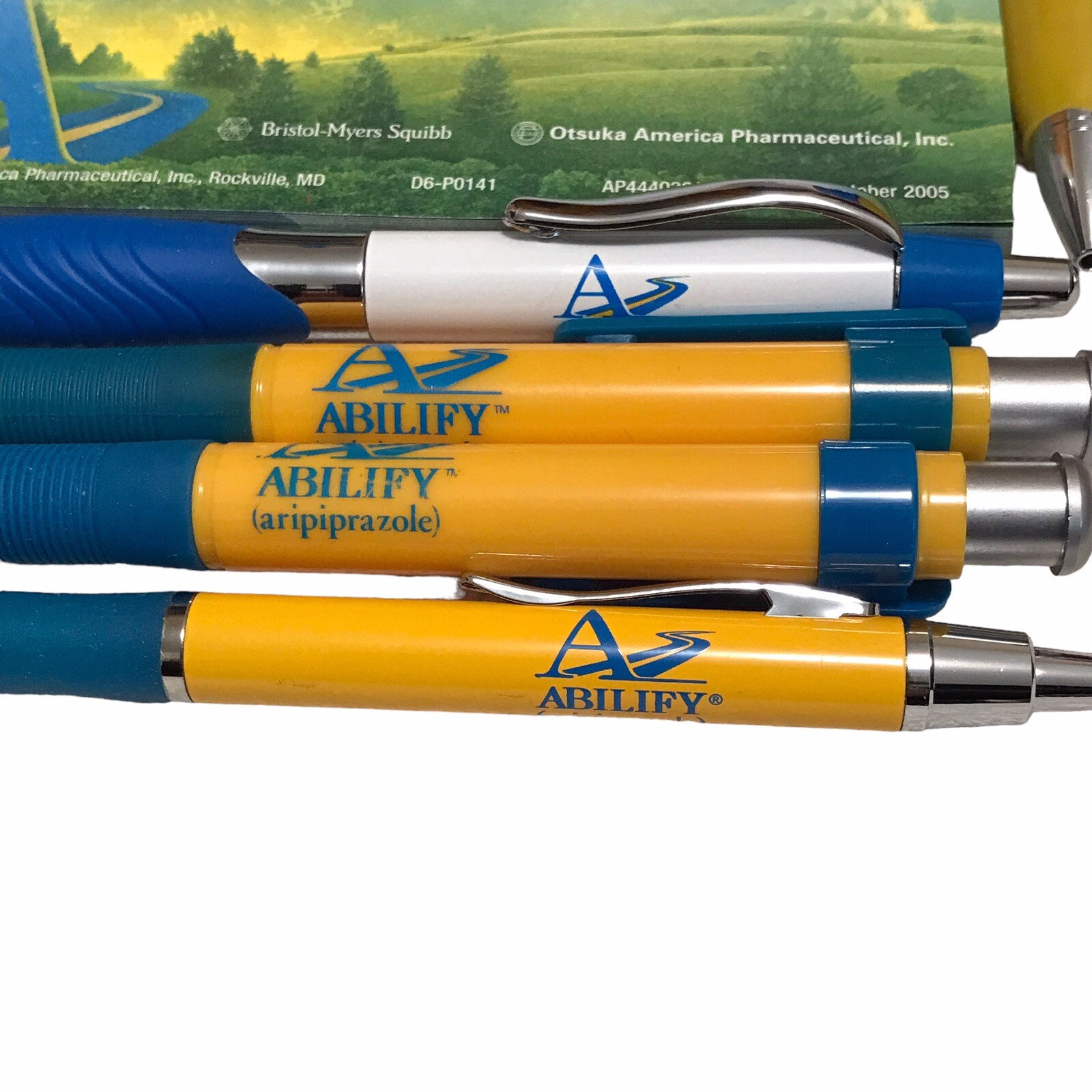 Abilify Drug Rep RARE Note Pad Tape Measure Metal Ink Pens Pharmaceutical Lot
