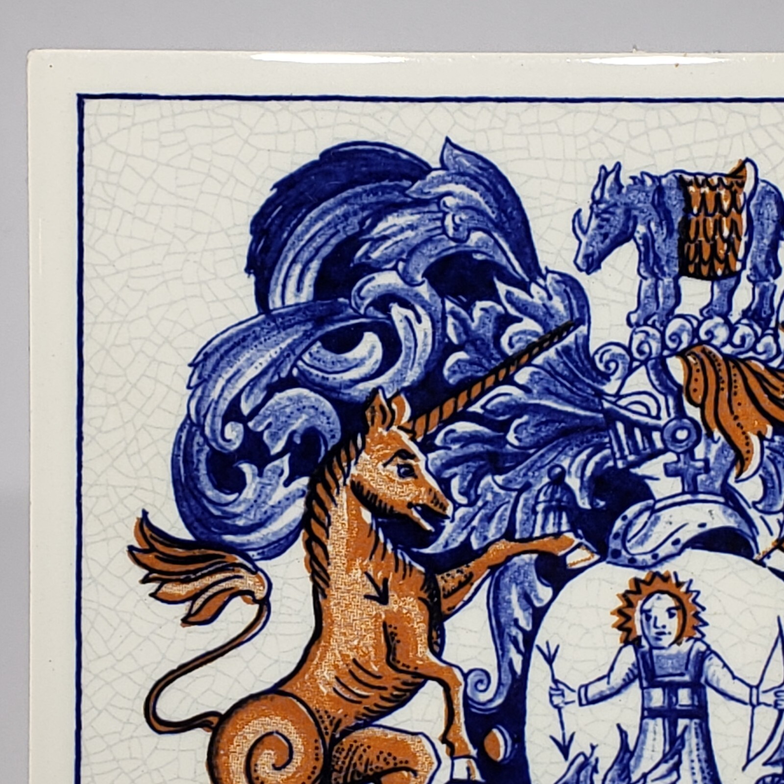 Vtg Blue Pharmacy Apothecary Society Crest 6″ Tile Delft Holland B716