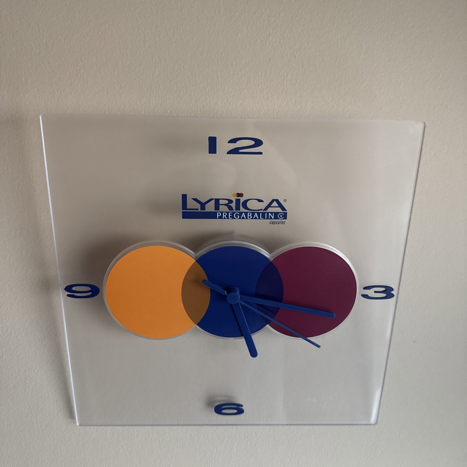 Advertising Pharma Drug Rep Promo LYRICA PREGABALIN Wall Clock NEW WORKS 10” sq
