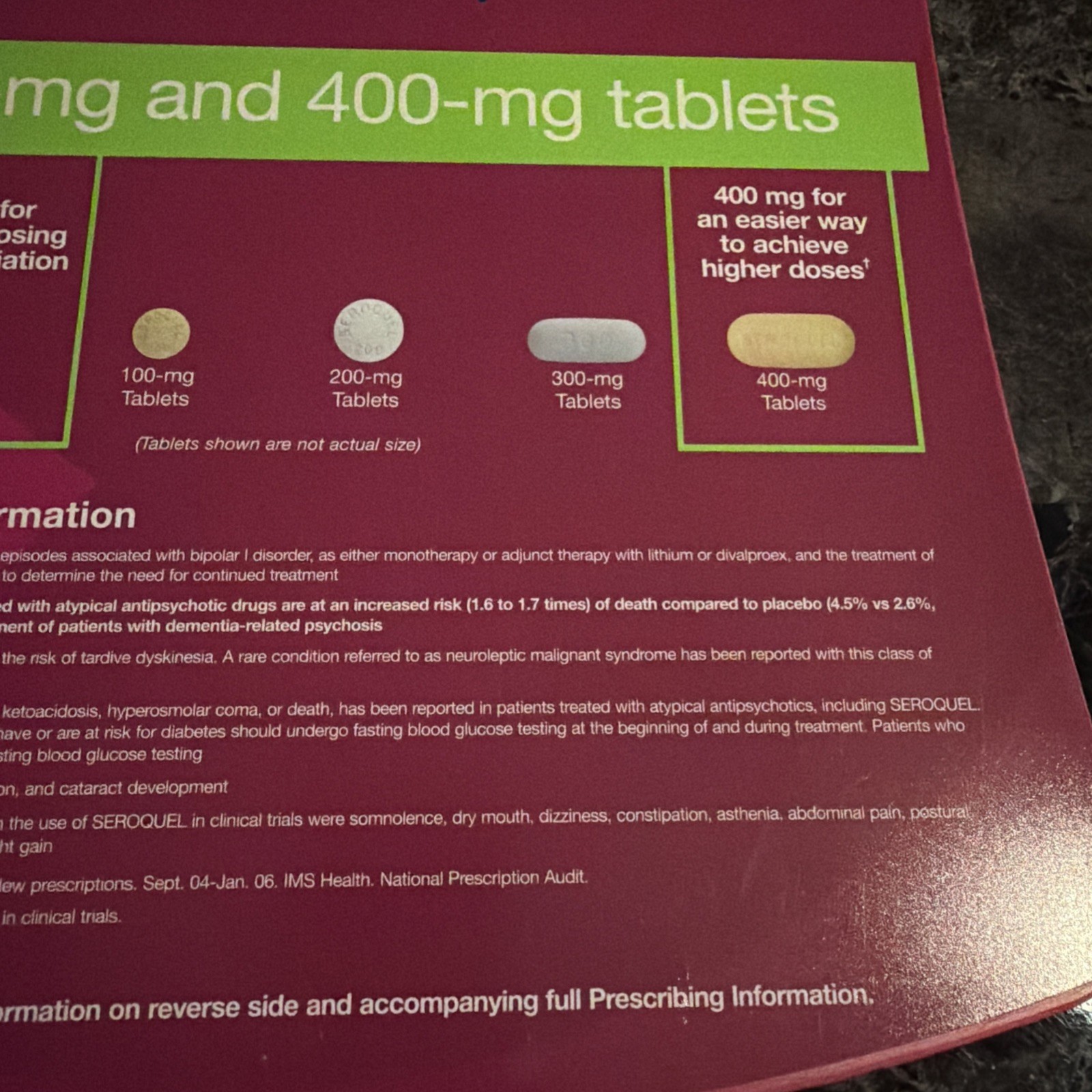 Seroquel New Tablet Size Clipboard Drug Rep Promo 2006 AstraZeneca
