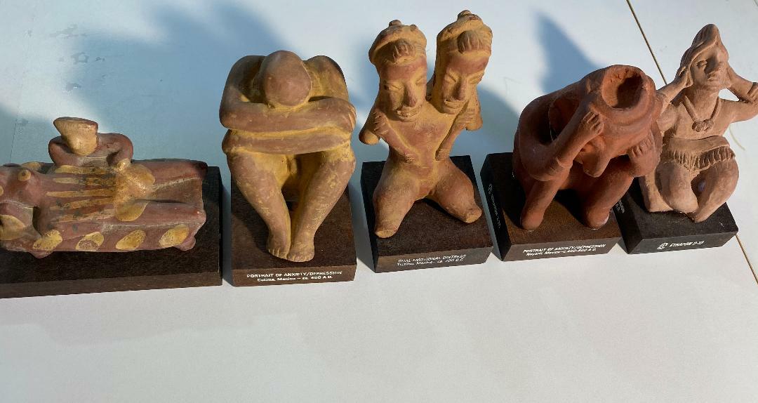 Schering Mayan Models/Statues Of Medical Conditions 5 Statue Lot With Boxes