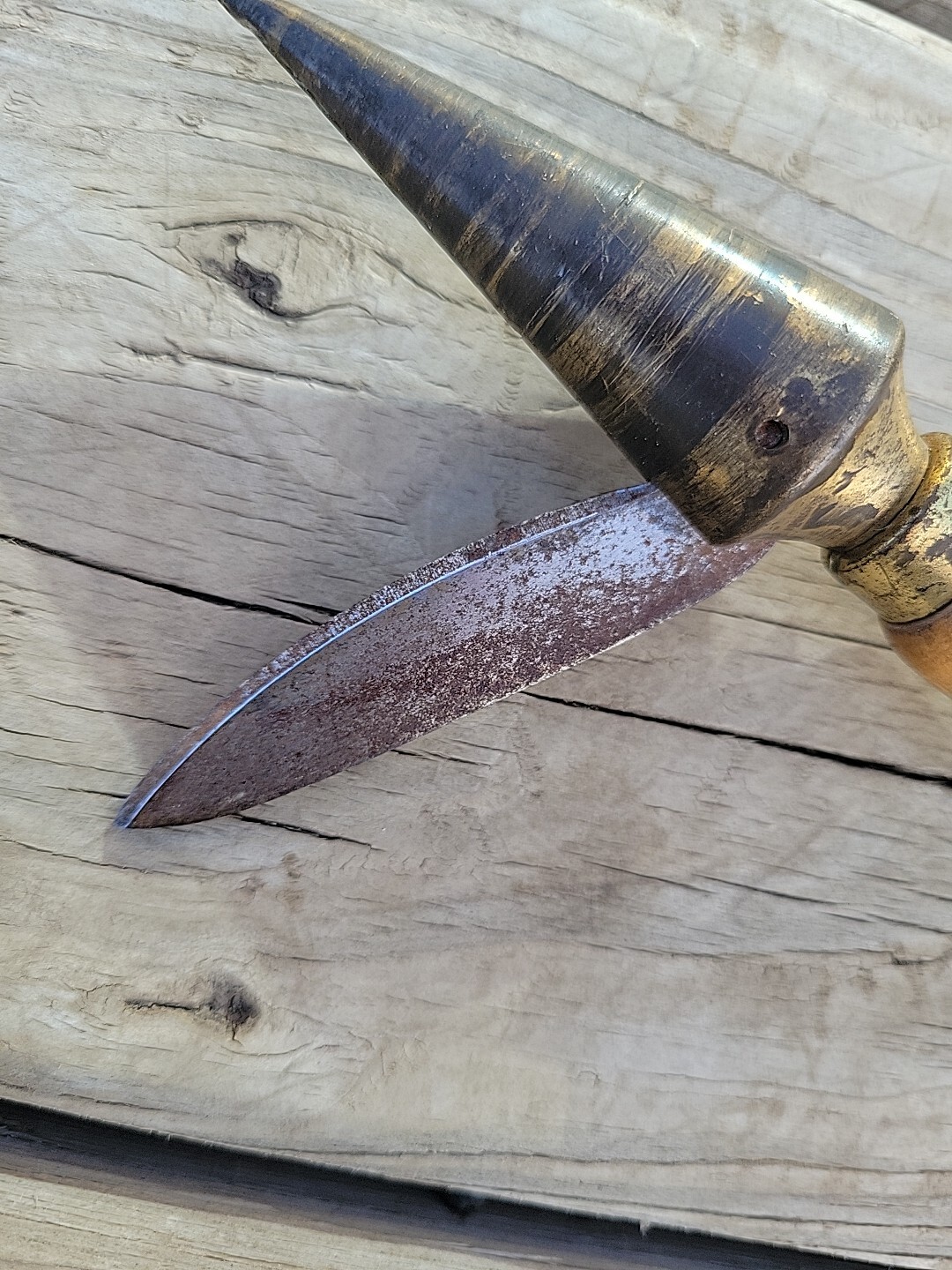 Vtg Cork Borer Sharpener Brass Cone Knife Pharma. Bottle Wine Possibly Antique