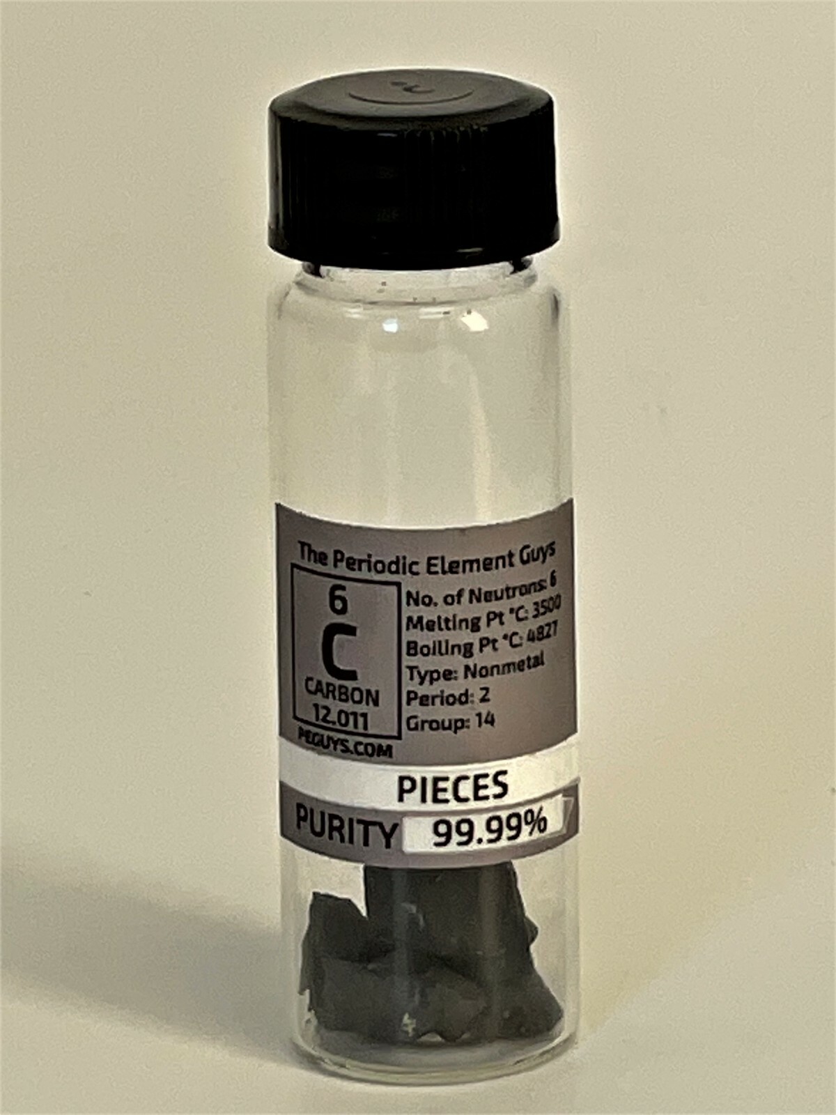 Carbon Graphite Pieces in New “Stand Tall Glass Vial