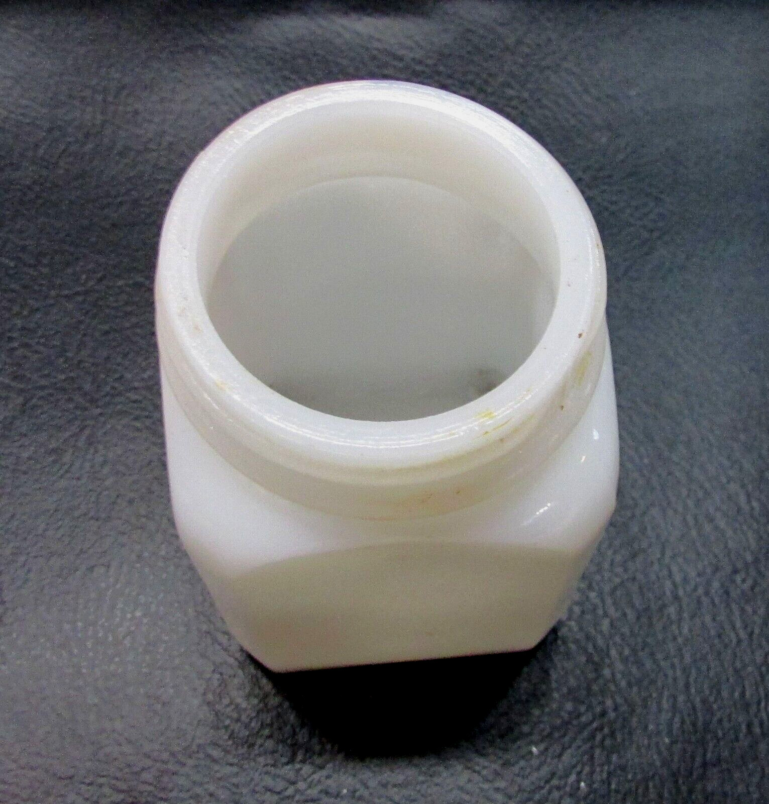 Vintage 1940’s White Milk Glass USA 2″ Square 3″ Tall Old Ointment Medicine Jar