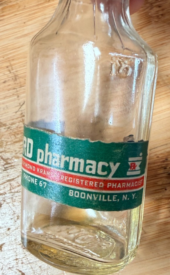 Vintage Sanford Pharmacy Boonville NY Empty Pharmacy Collectors Bottle