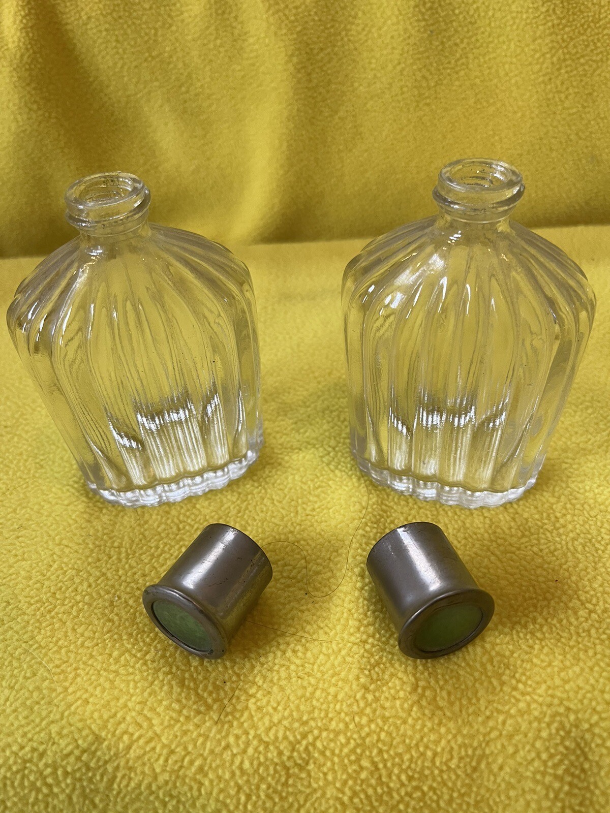 2 Antique Ribbed Drug Apothecary Medicine Chemist Bottles