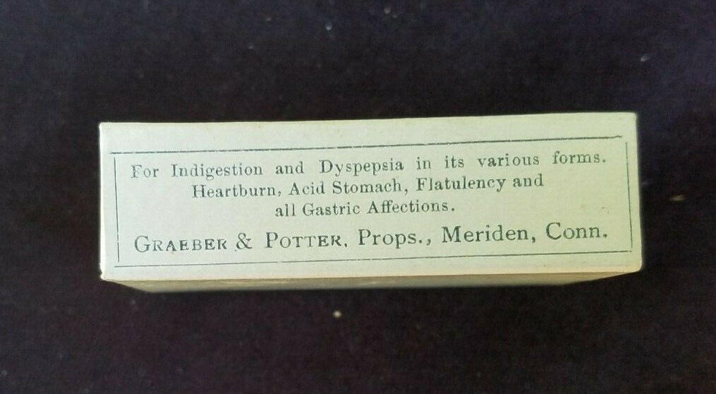 Old Advertising Medicine Box Hufeland’s Dyspepsia Cure Graeber & Potter Meriden