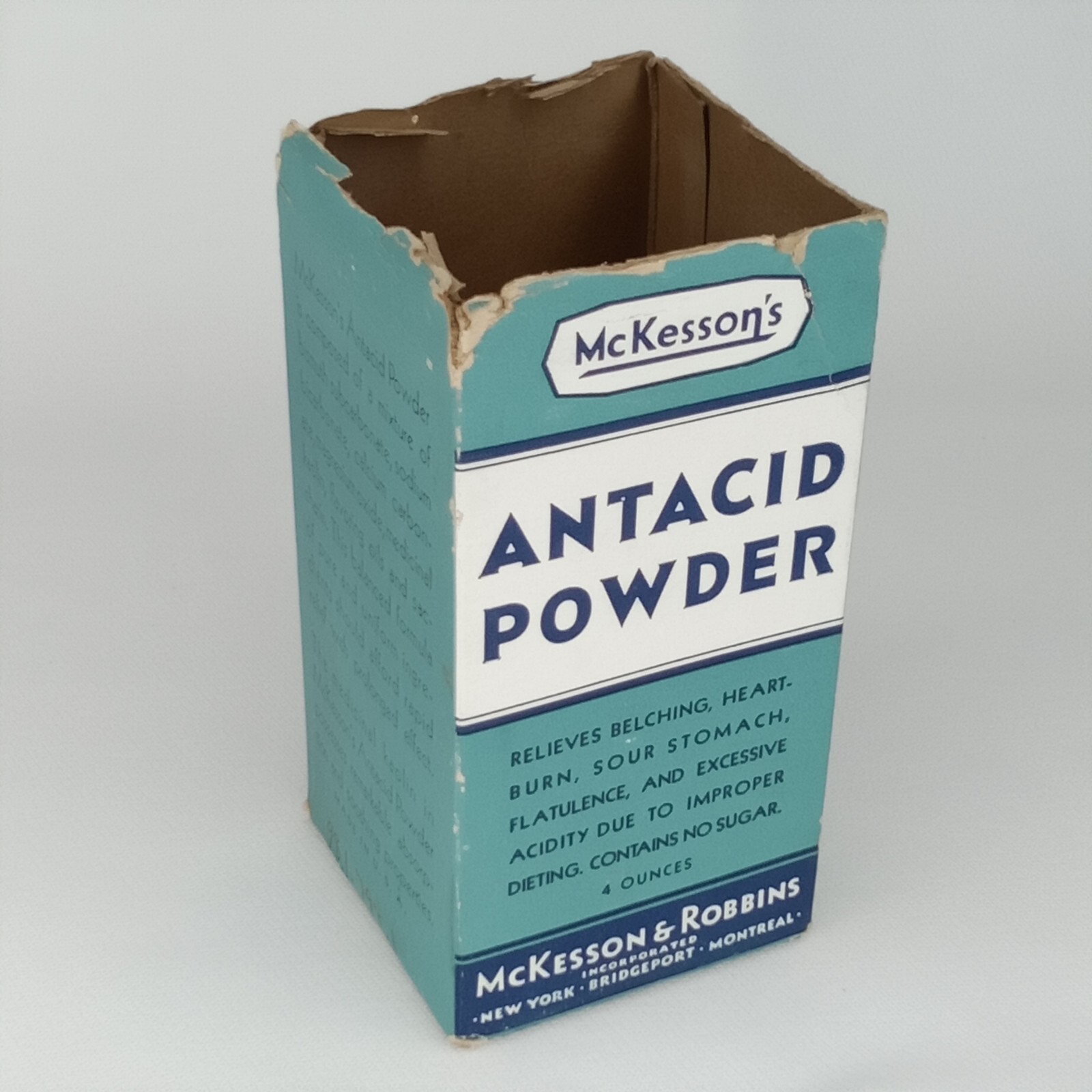 Vintage 1950s McKesson’s Antacid Powder Advertising Tin With Original Box