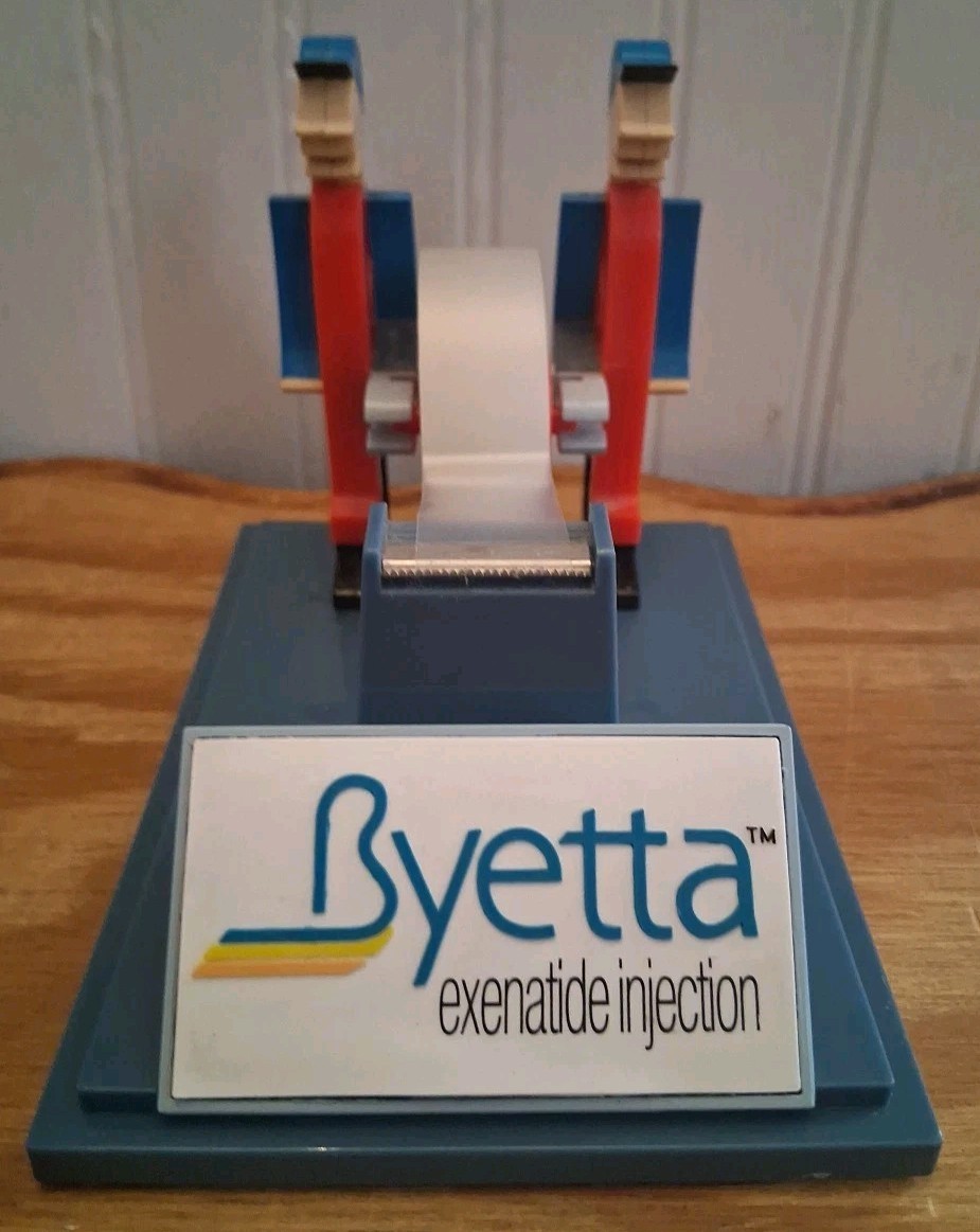 Drug Rep Tape Dispenser Byetta EXENATIDE Pharmaceutical Collectible DIABETES Vtg