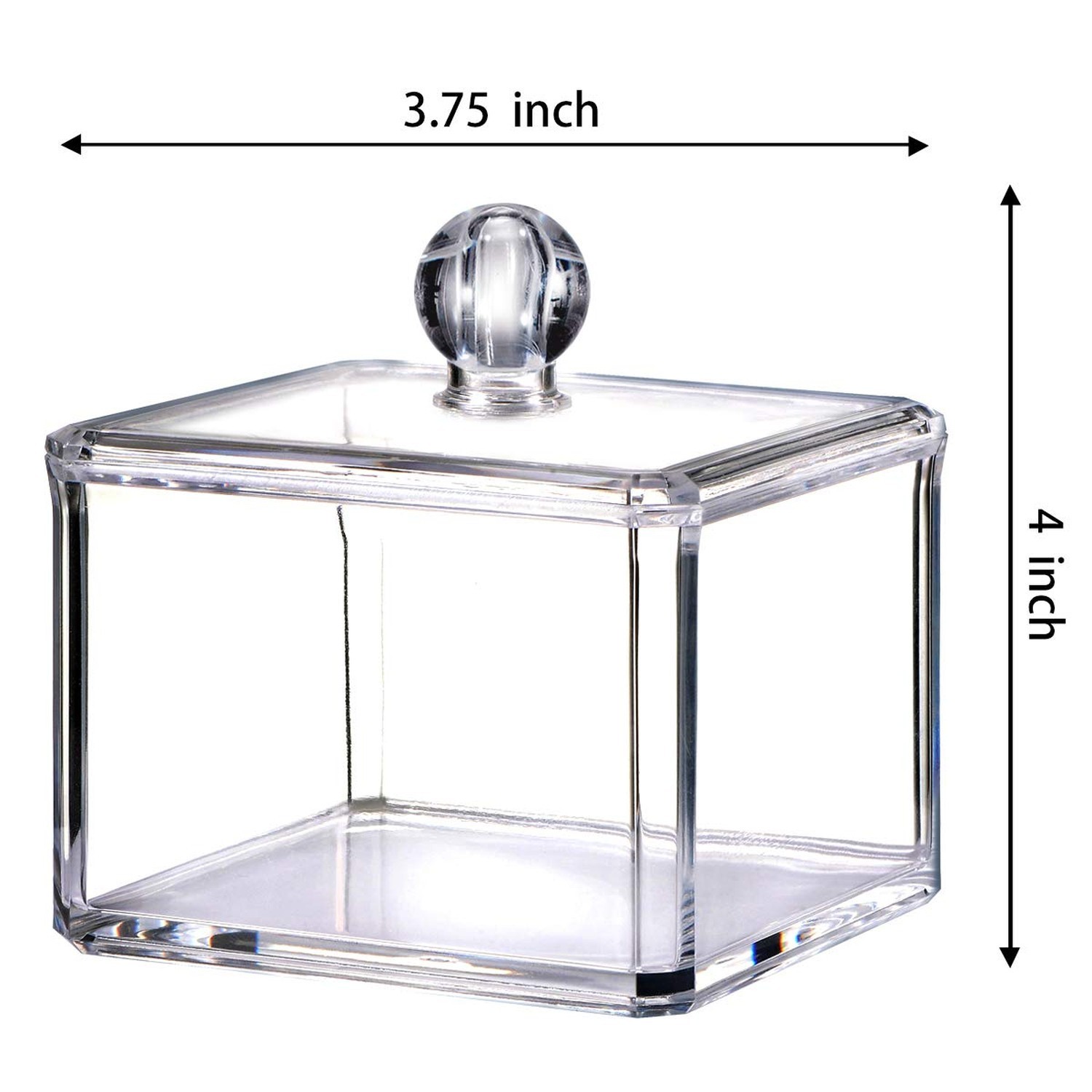 SheeChung 2-Pack Modern Square Acrylic Qtip Holder – Clear Apothecary Jars wi…