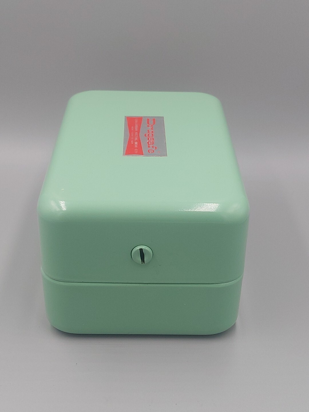 Vintage Seafoam Green MCM locking DrugSafe Apothecary Drug Store Pharmacy NOS