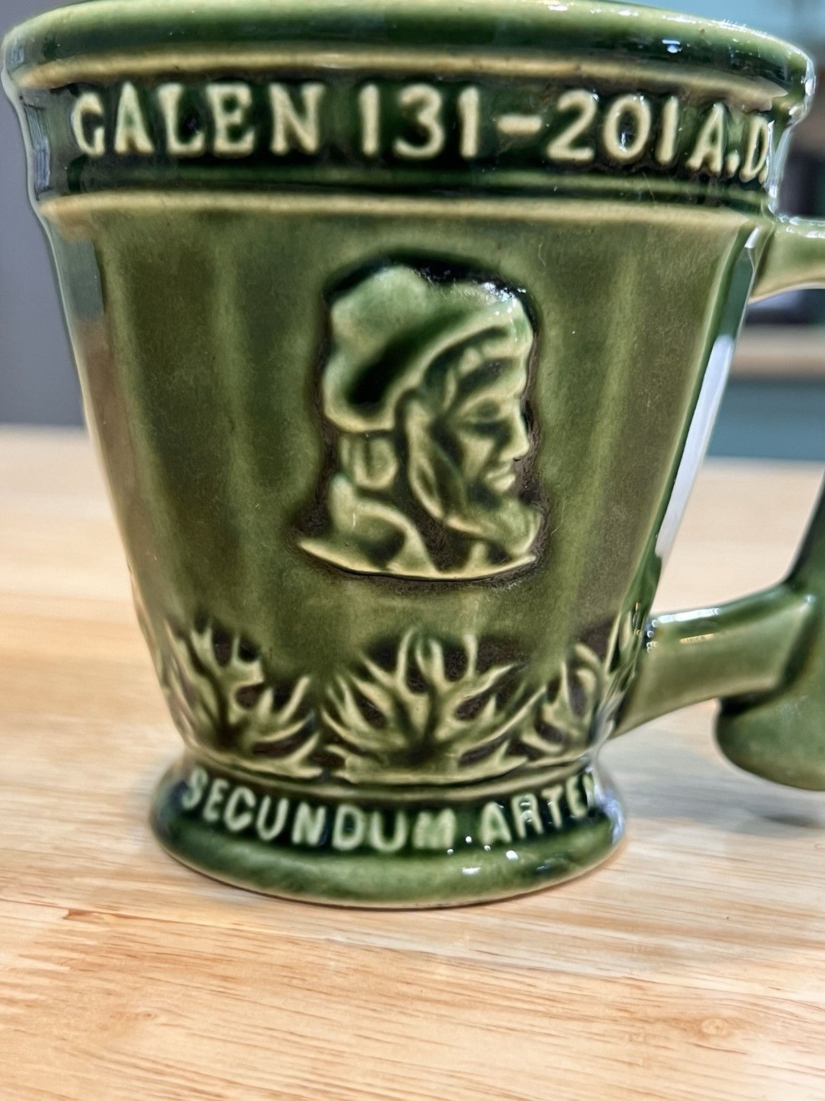 Schering Coricidin RX Pharmaceutical Promo Coffee Mug Green Galen 131-201 A.D.