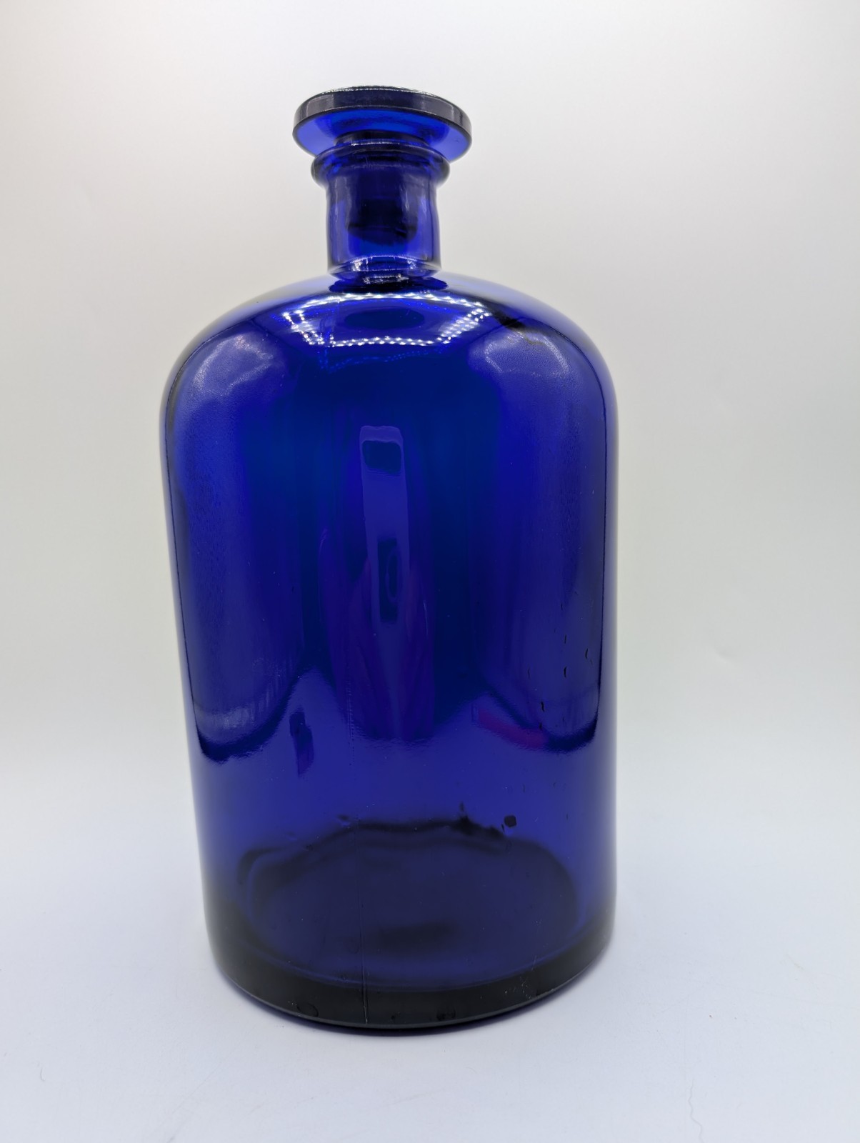 Chemist Apothecary Pharmacy Bottle Cobalt Blue 9.5” Glass Stopper Vintage