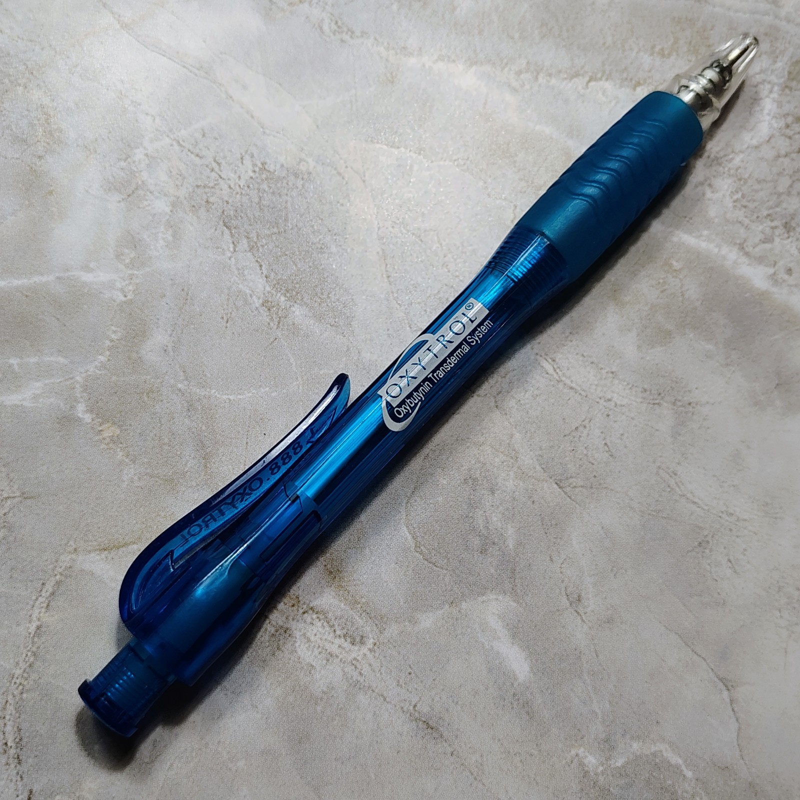 HTF Oxytrol Transdermal Pharmaceutical Drug Rep Promo Pen Blue Advertising