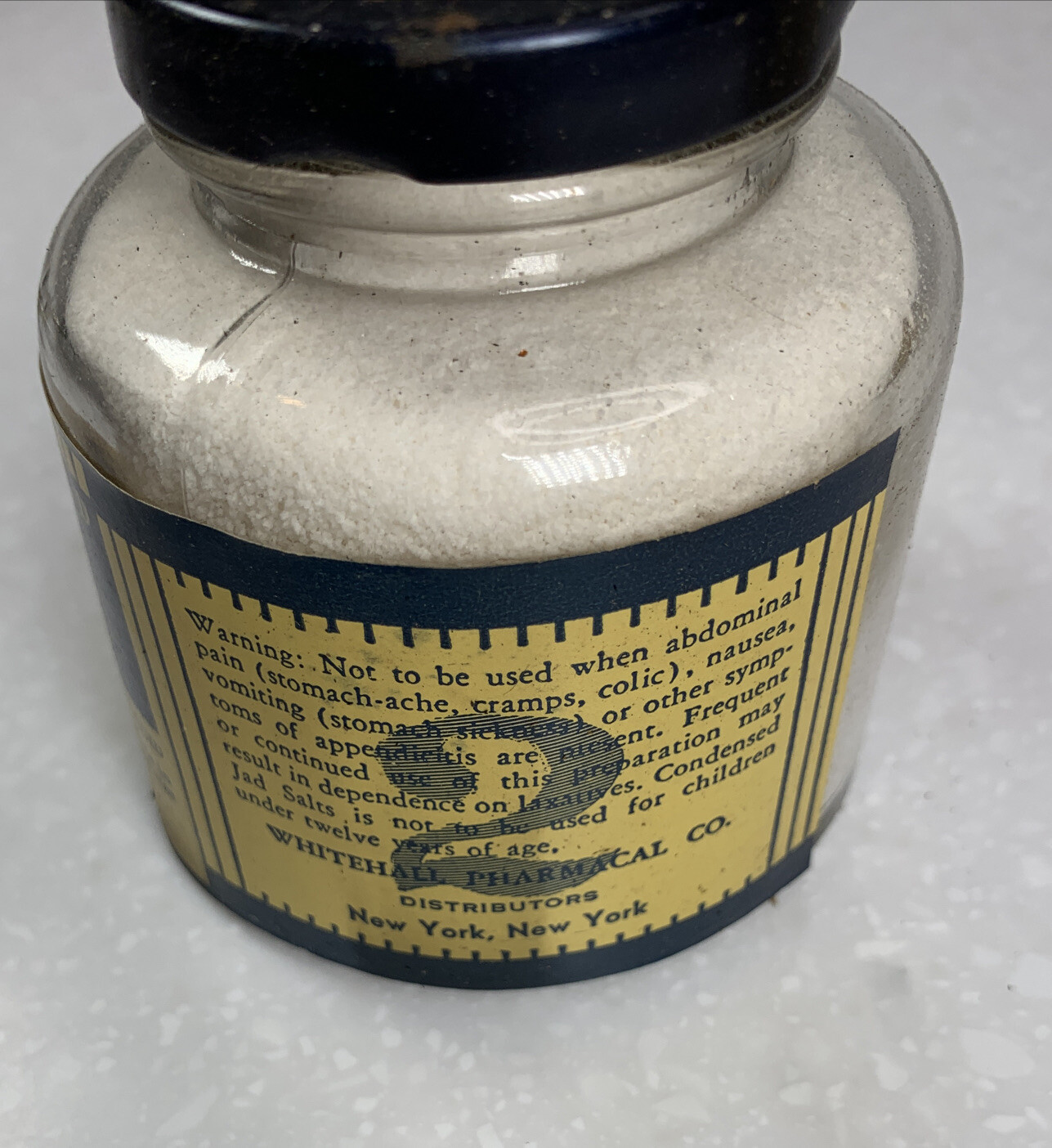 Pharmacy Apothecary Jar Cosmetics Vintage Old Stock Jad Brand Salts, Druggist