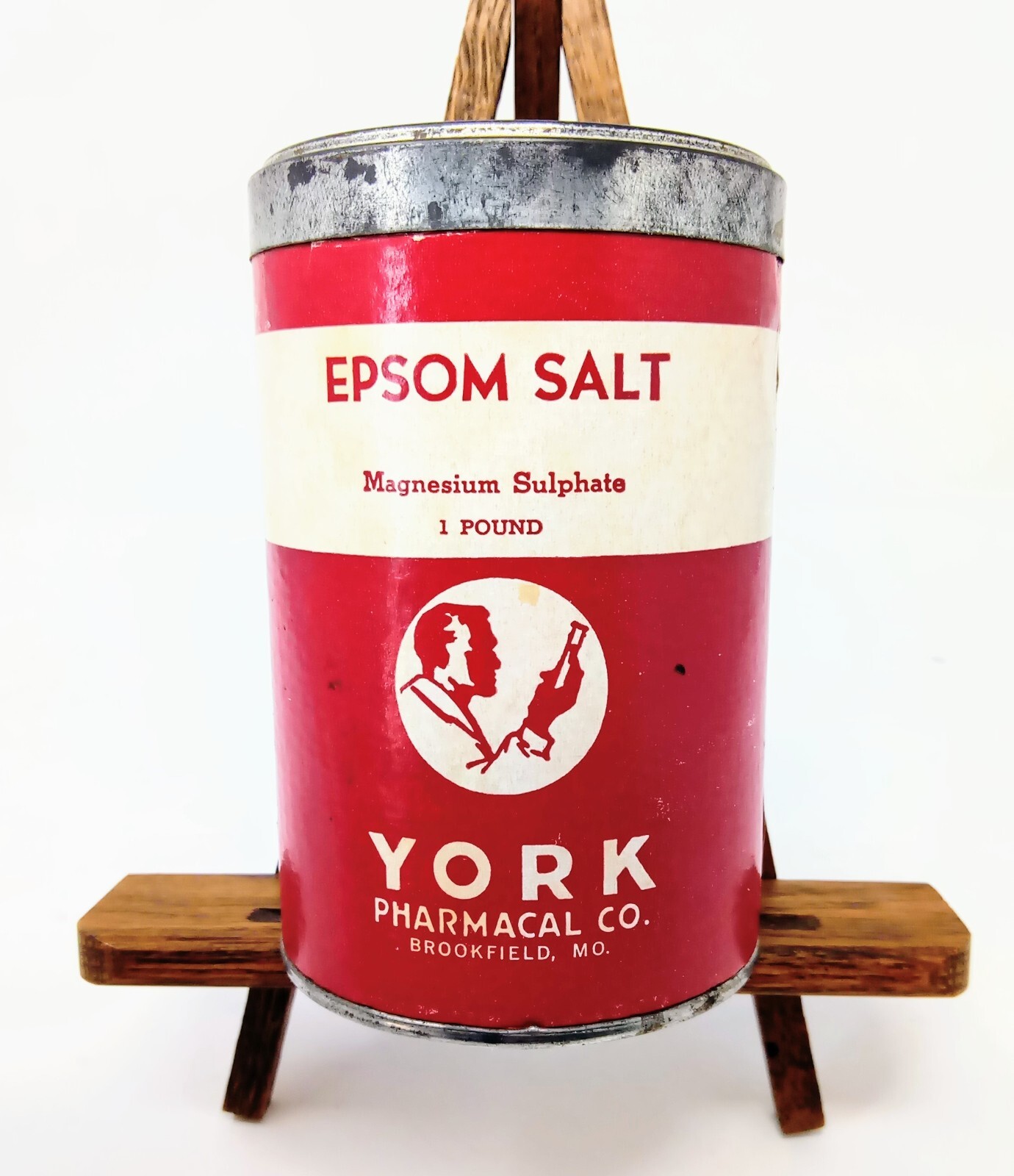Vintage Round Box Full of York Pharmacal Co. Epsom Salt ‘Magnesium Sulphate 1 Lb