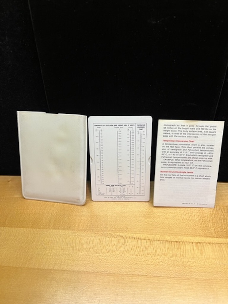 Vintage CIBA Medical Tables and Calulator with Pouch, Guide, Instructions