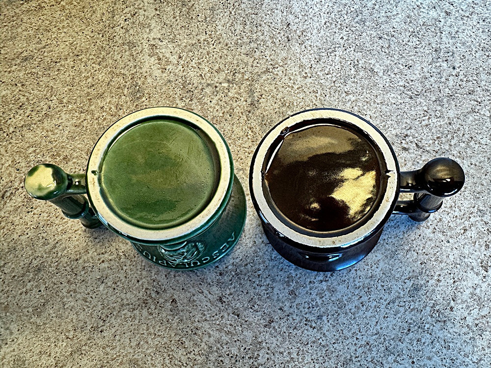 VTG – Pair Apothecary Ceramic Mortar & Pestle Mugs – AESCULPIUS & HYGEIA – McCoy