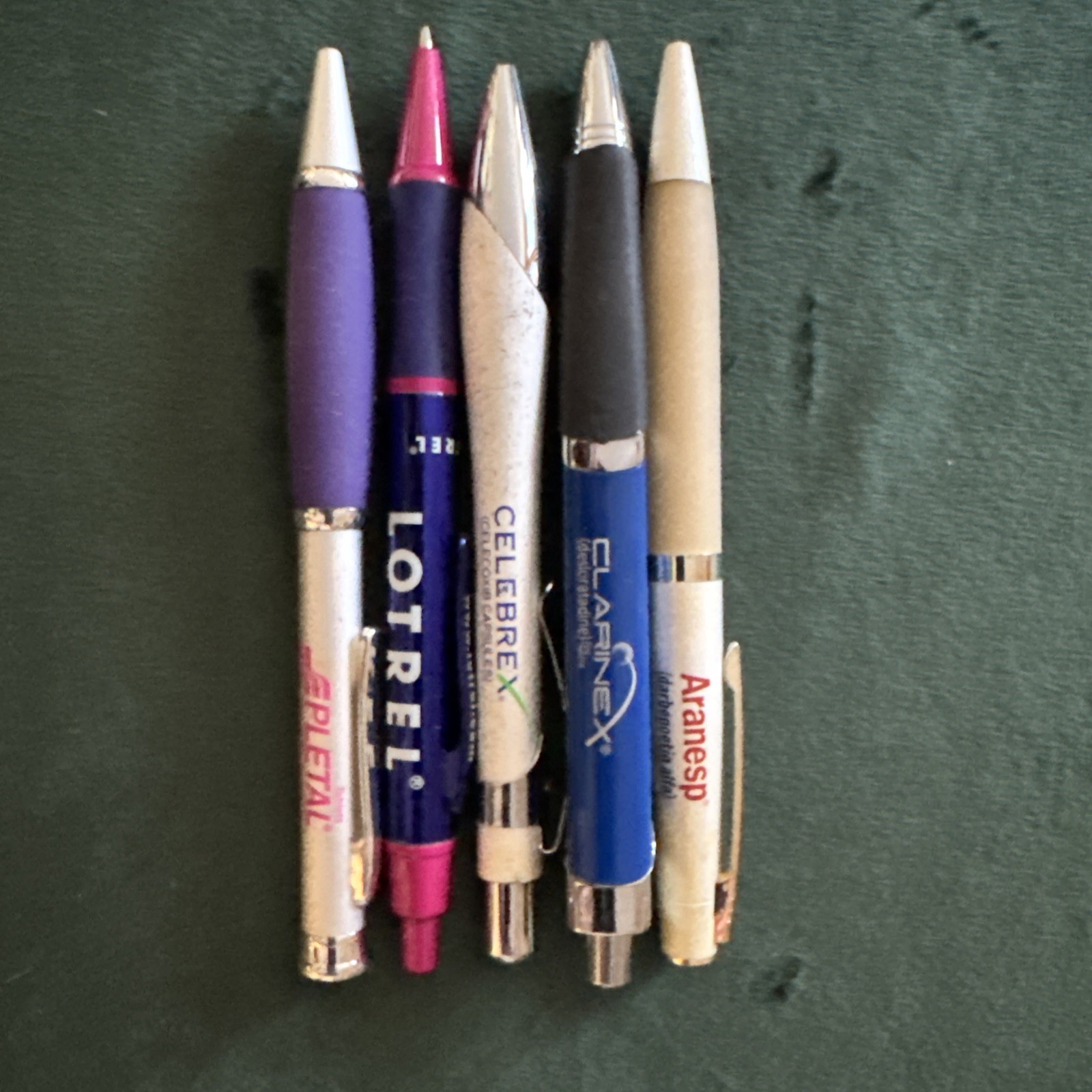 B33 vintage pharmaceutical drug rep pens Lot of 5 METAL