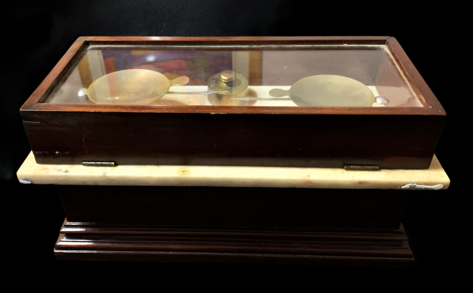 Antique Marble & Wood Apothecary Pharmacist Balance Scale Lab Country Store