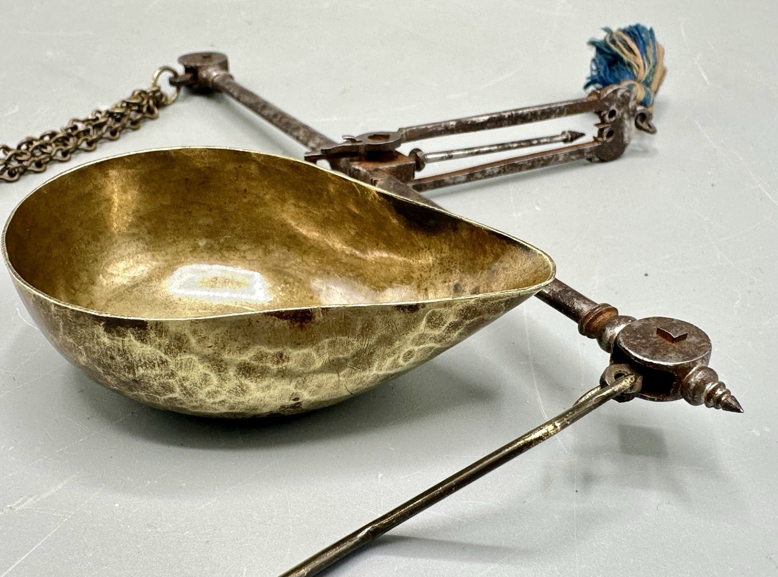 Early 19th Century Apothecary Spice Gem Balance Scales Handheld Brass & Steel
