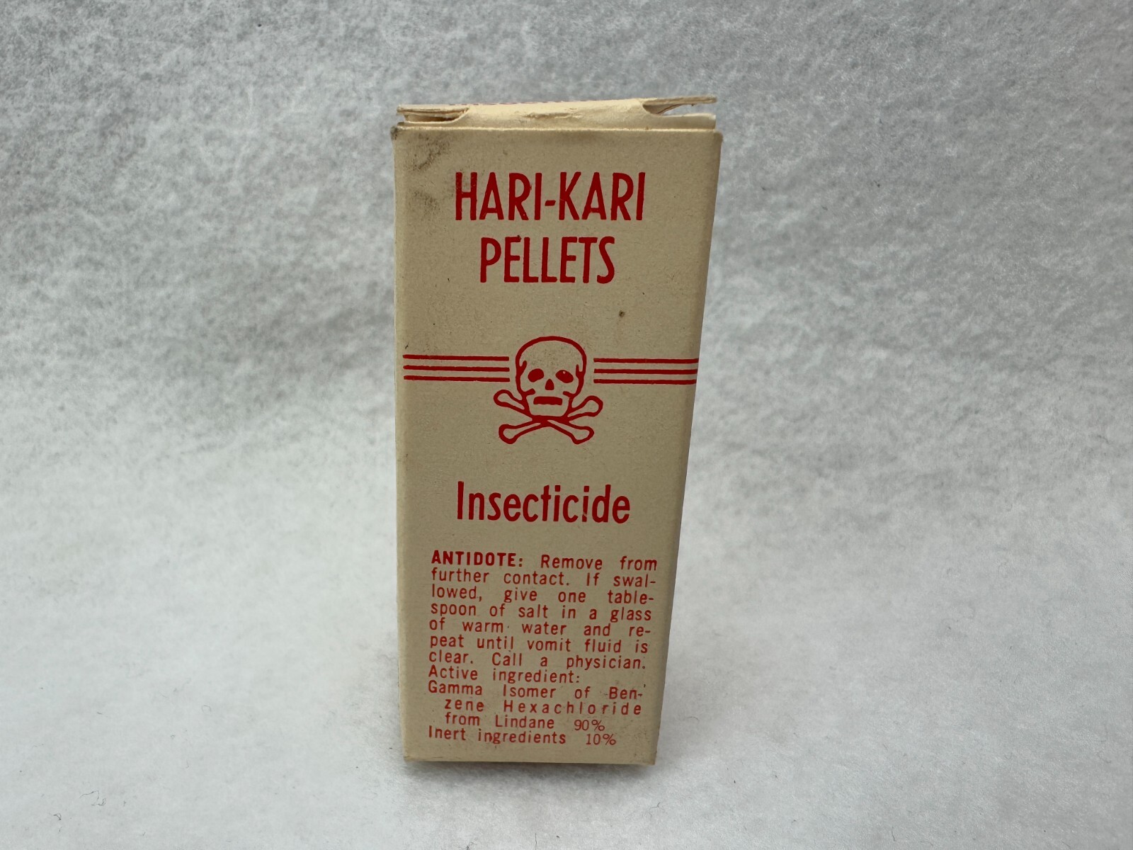 Vintage Hari-Kari Pellets Empty Box Skull Cross Bones Wichita, KS 2 1/2″ Tall