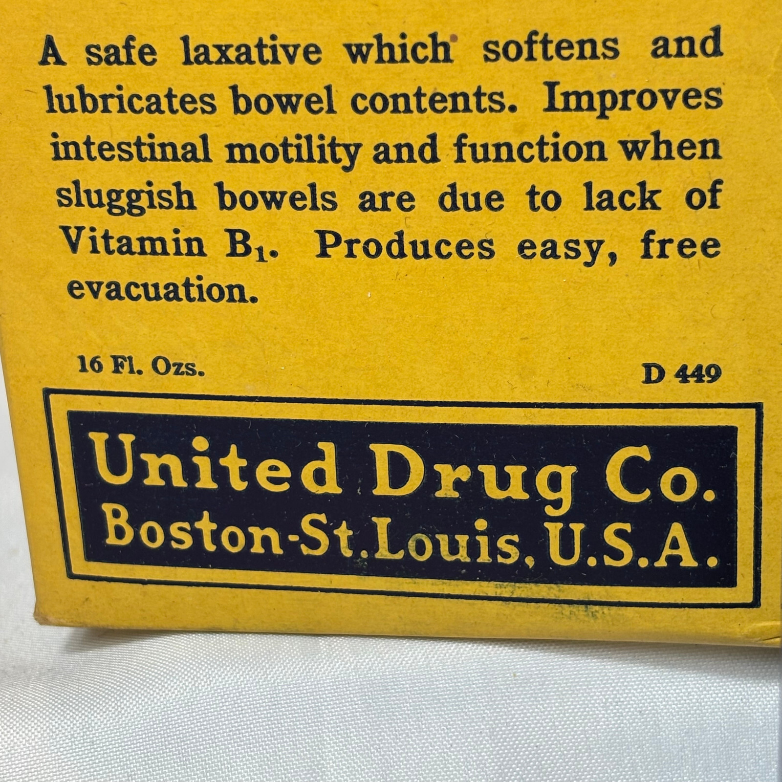Vtg Agarex W/ Vitamin B1 16oz Cobalt Blue Bottle In Box Rexall Drug Stores