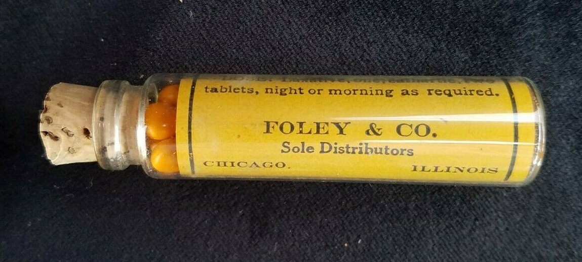 Old Medicine Bottle Foley Cathartic Tablets Foley & Co Chicago IL New Old Stock