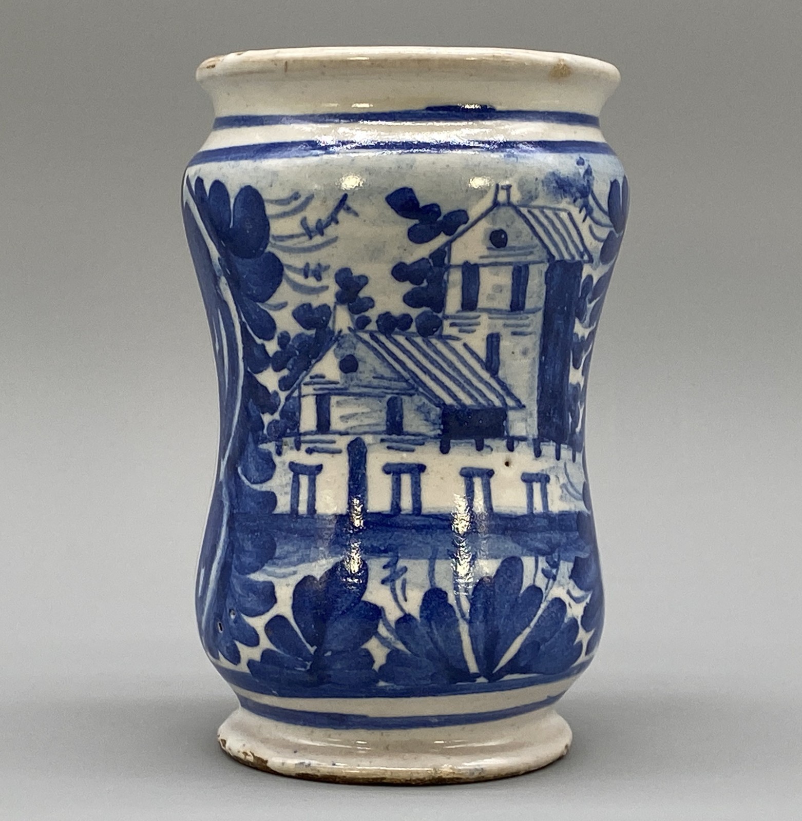 c. 1709 South Italian ‘Naples’ Majolica Blue & White Albarello Drug Pharmacy Jar